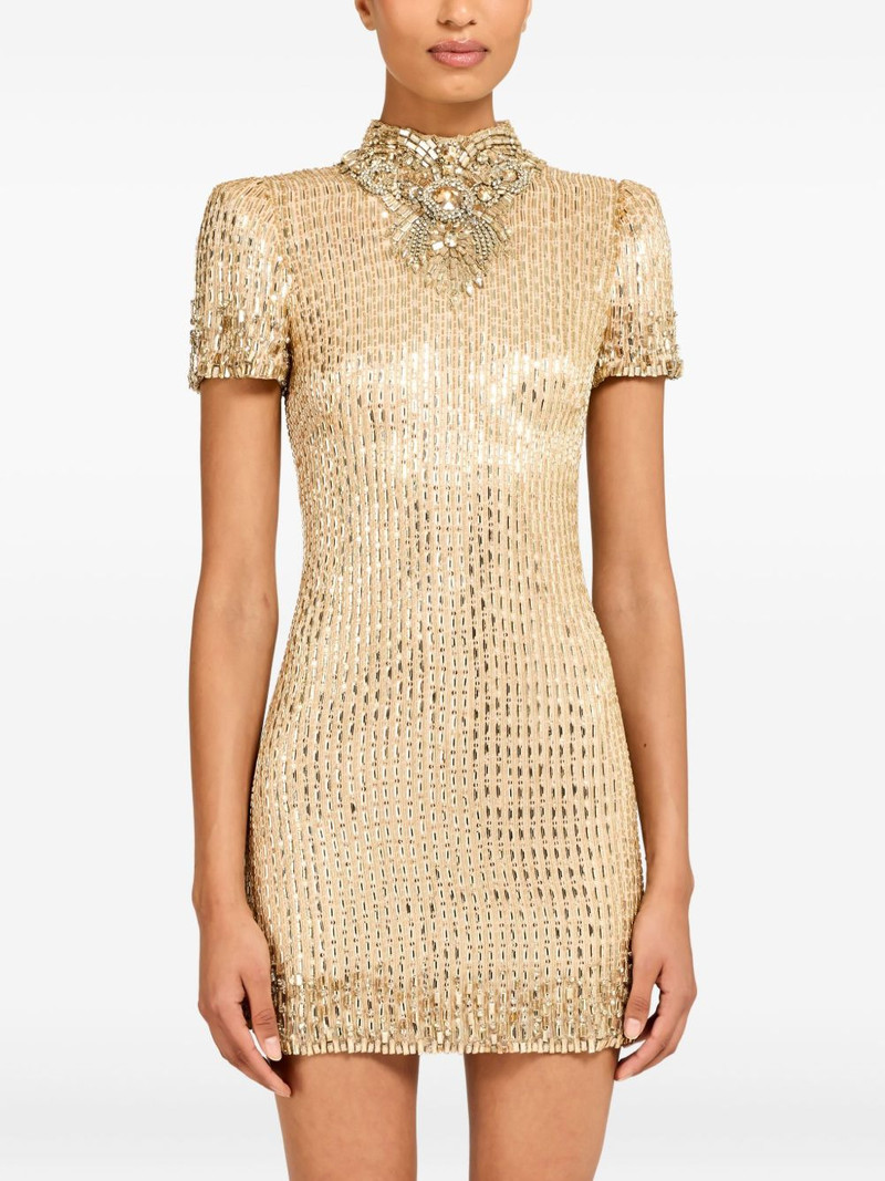 JENNY PACKHAM Kitty crystal-embellished turtleneck mini dress outlook