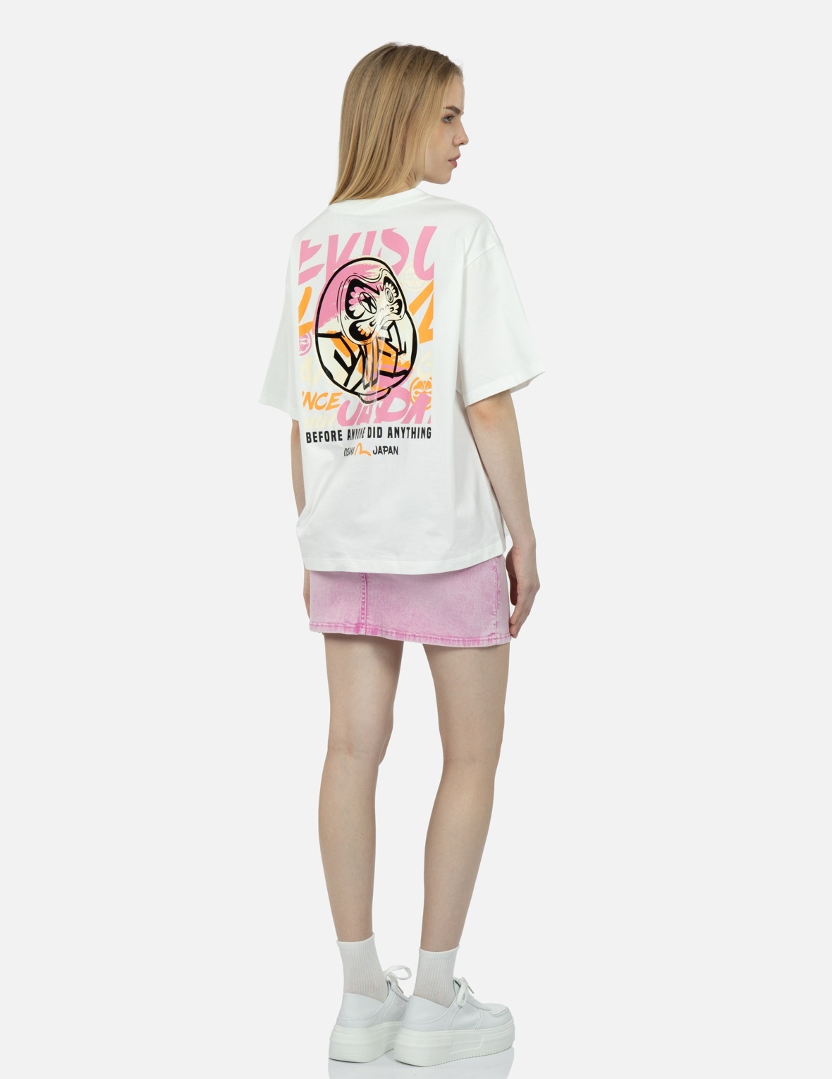 GRAFFITI DARUMA AND SEAGULL PRINT T-SHIRT - 3
