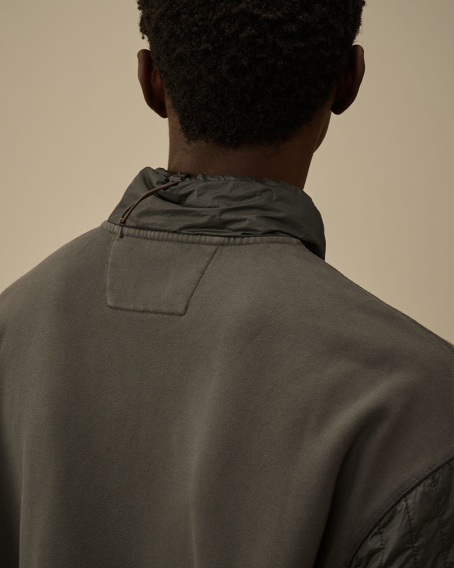 Diagonal Raised Fleece Mixed Half Zip Sweatshirt - 6