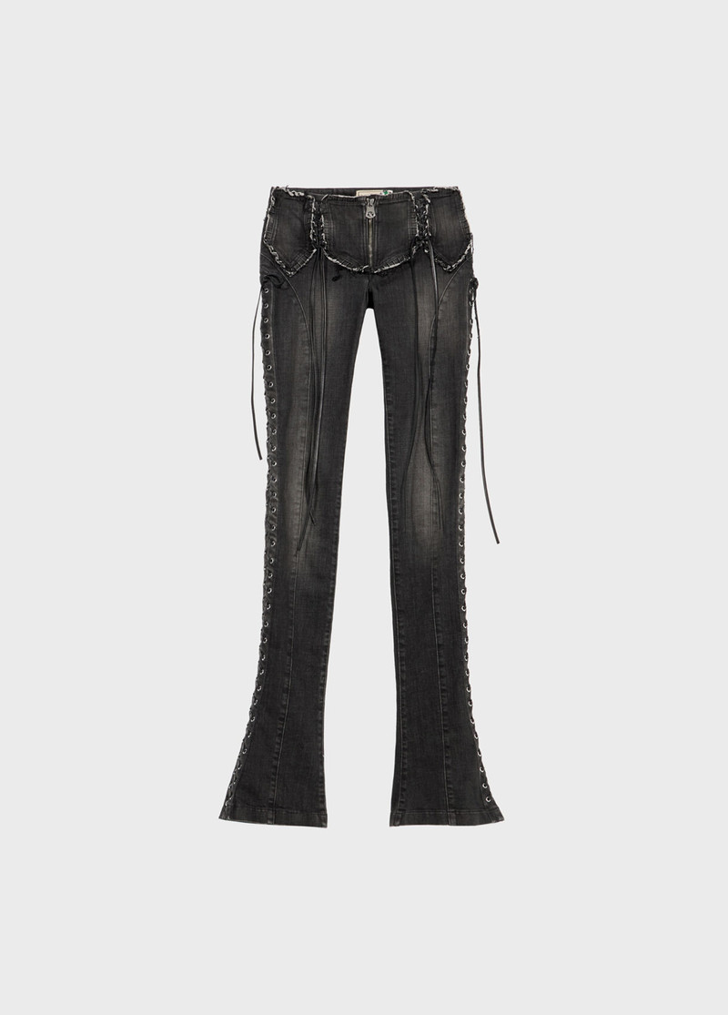 SLIM FIT JEANS WITH EYELETS AND LACES 1