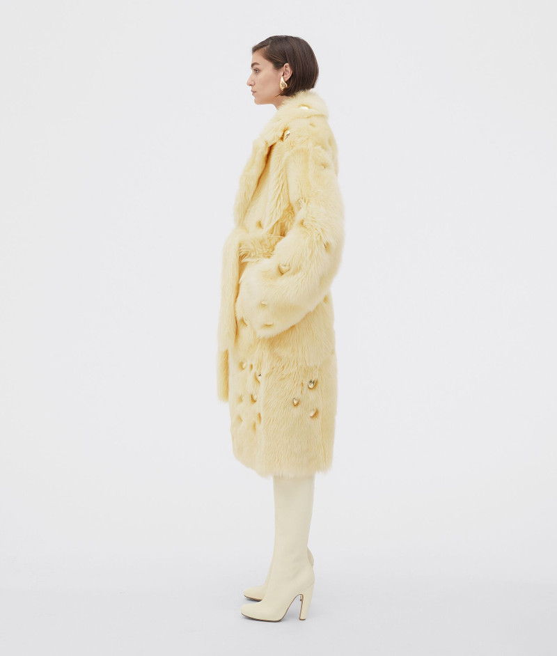 Bottega Veneta shearling belted coat with metallic studs outlook