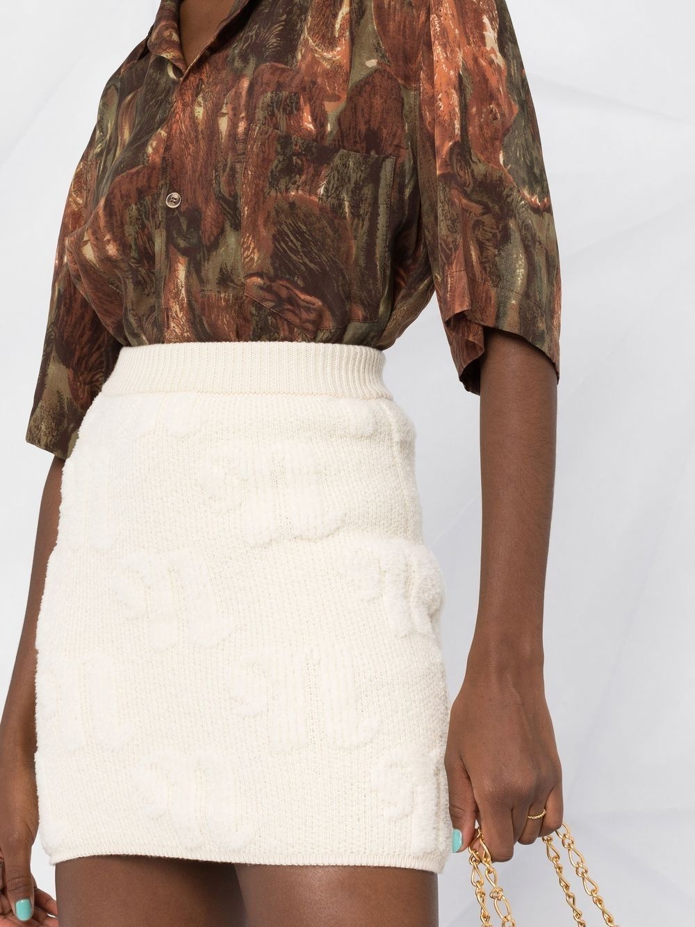 logo-motif knitted mini skirt - 3