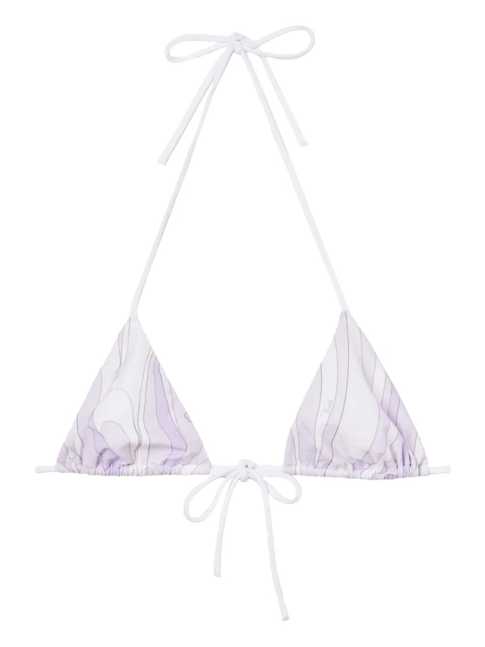 Marmo-print triangle bikini top - 1