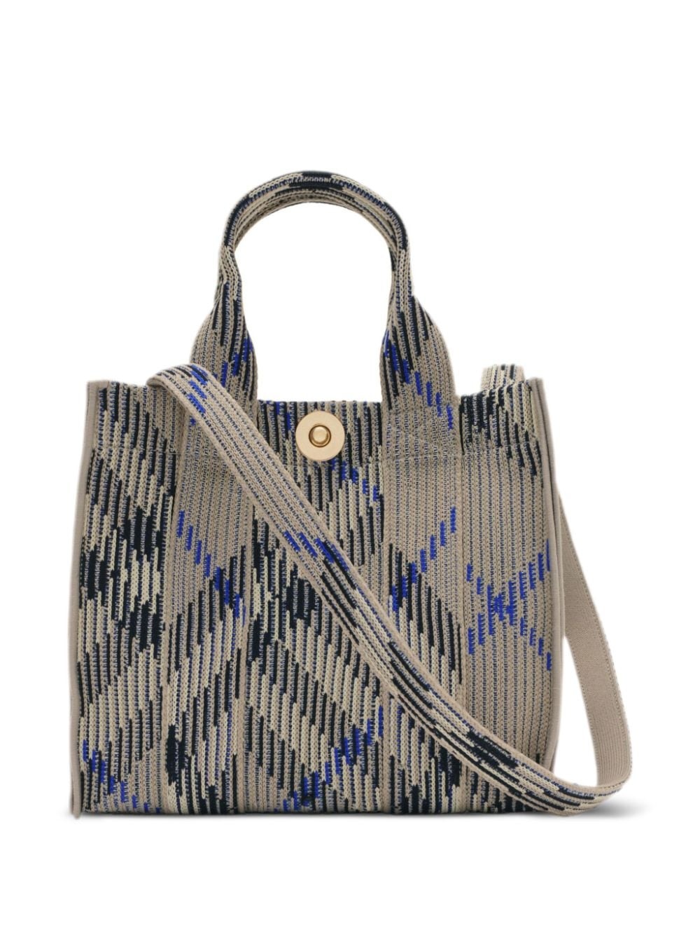 mini check knitted tote bag - 5