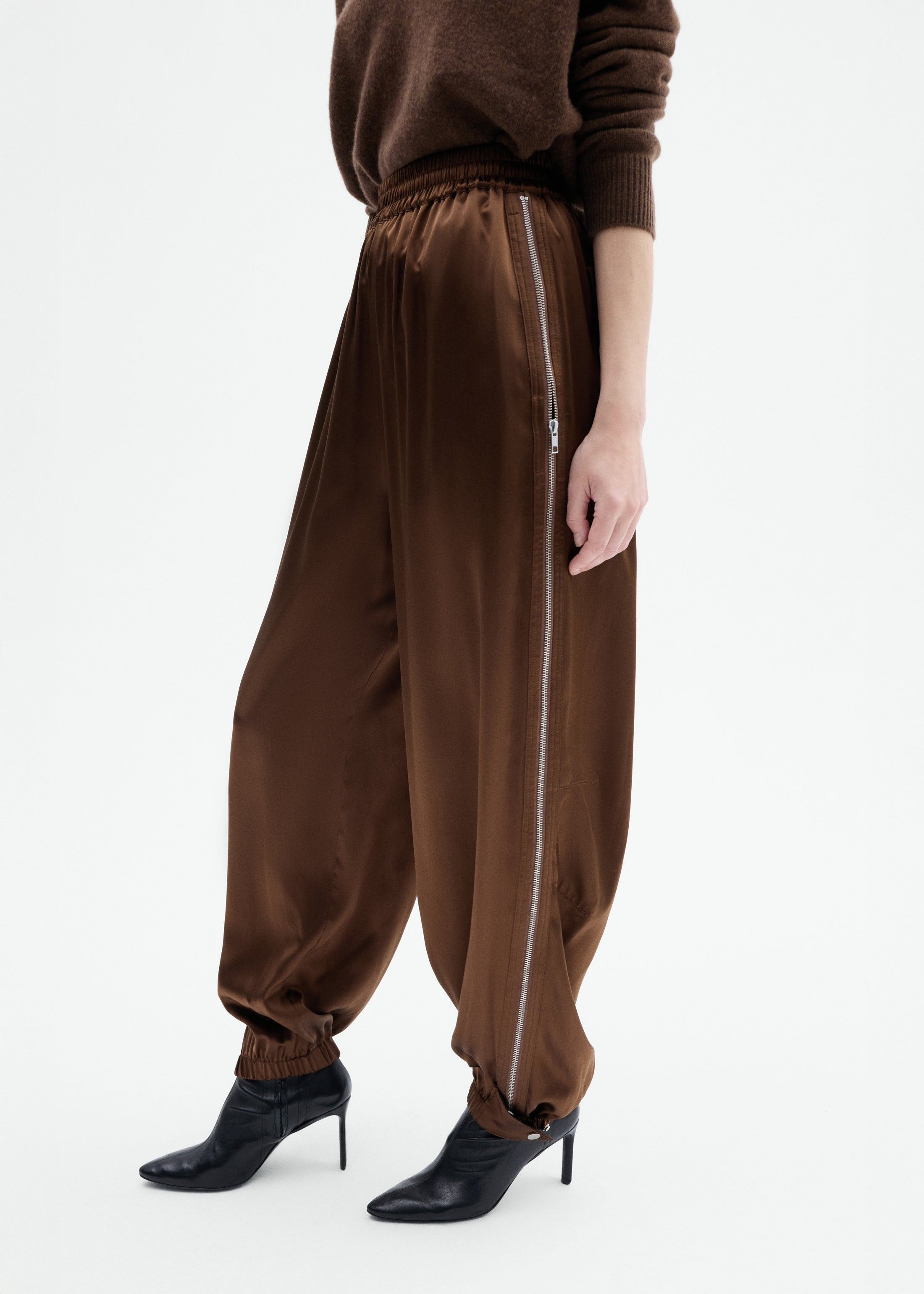 Track Pant in Silk Charmeuse - 3