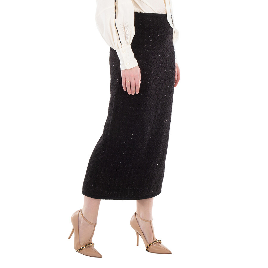 Rotate Ladies Black Boucle Maxi Skirt - 2