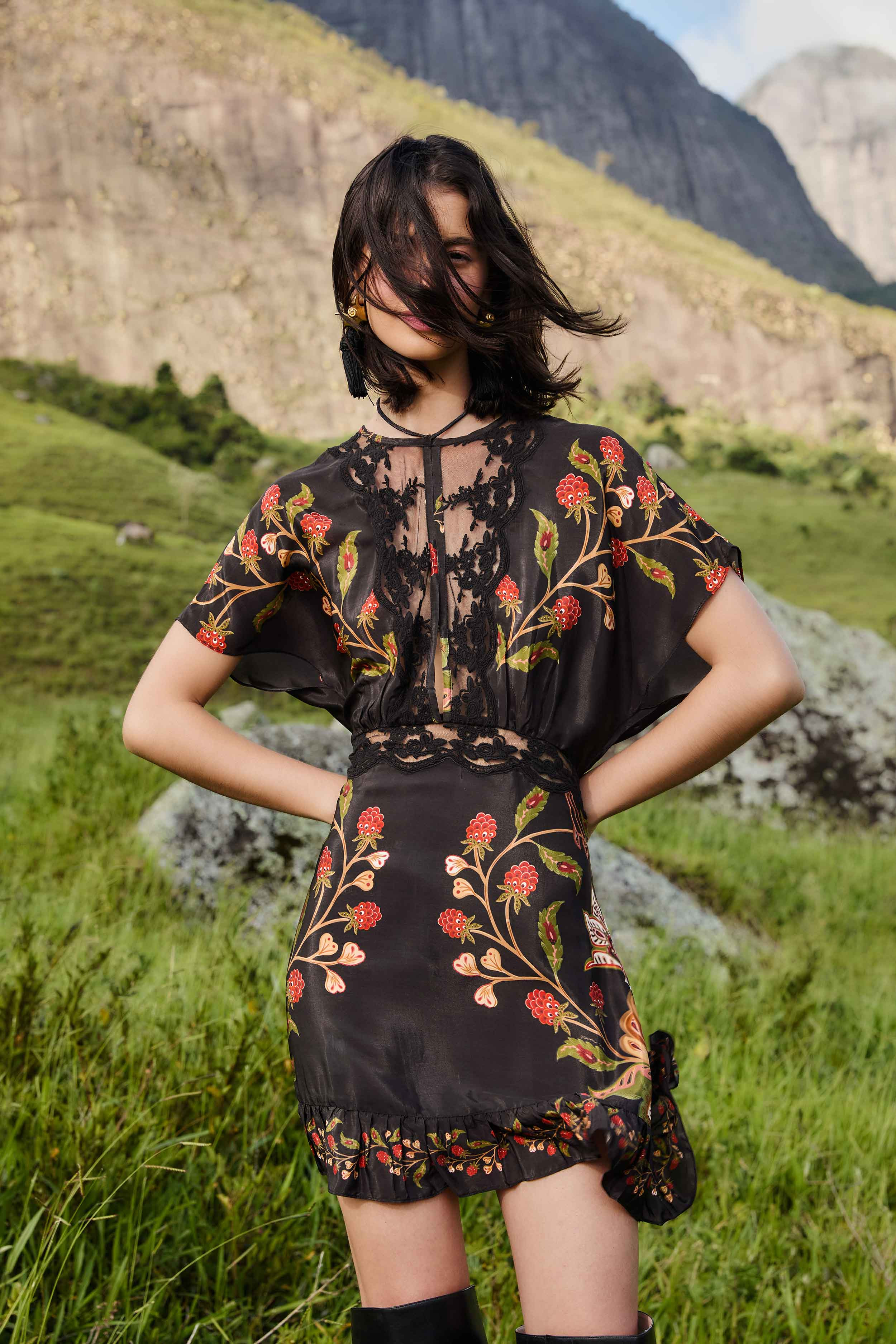 Black Berry Garden Mini Dress - 2