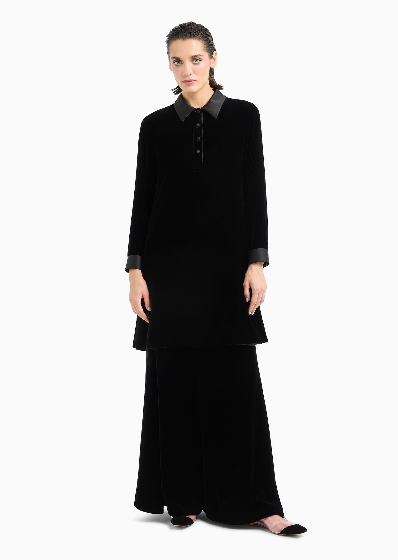 Velvet and silk long-sleeved tunic - 2