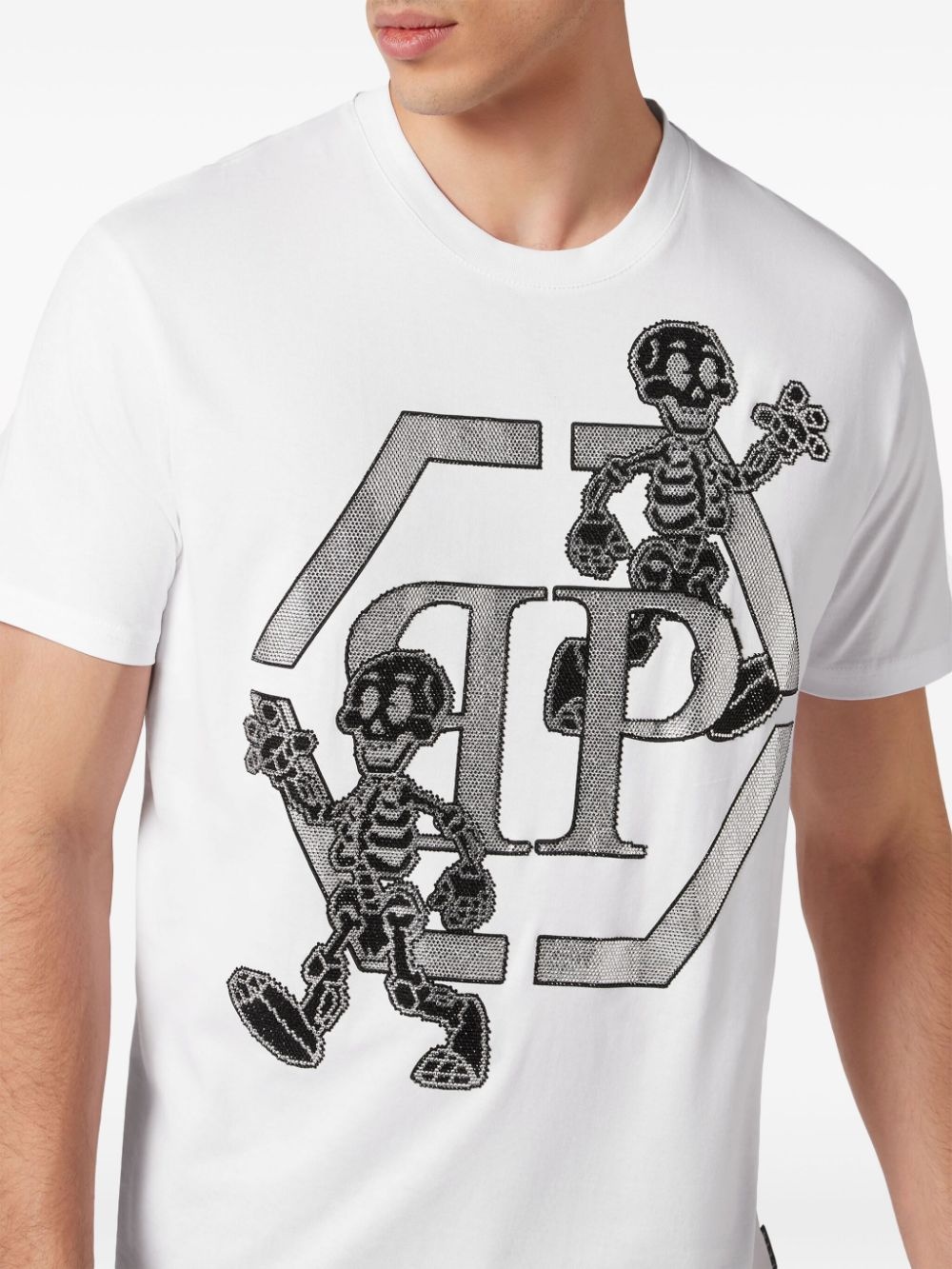 Skeleton embellished cotton T-shirt - 5