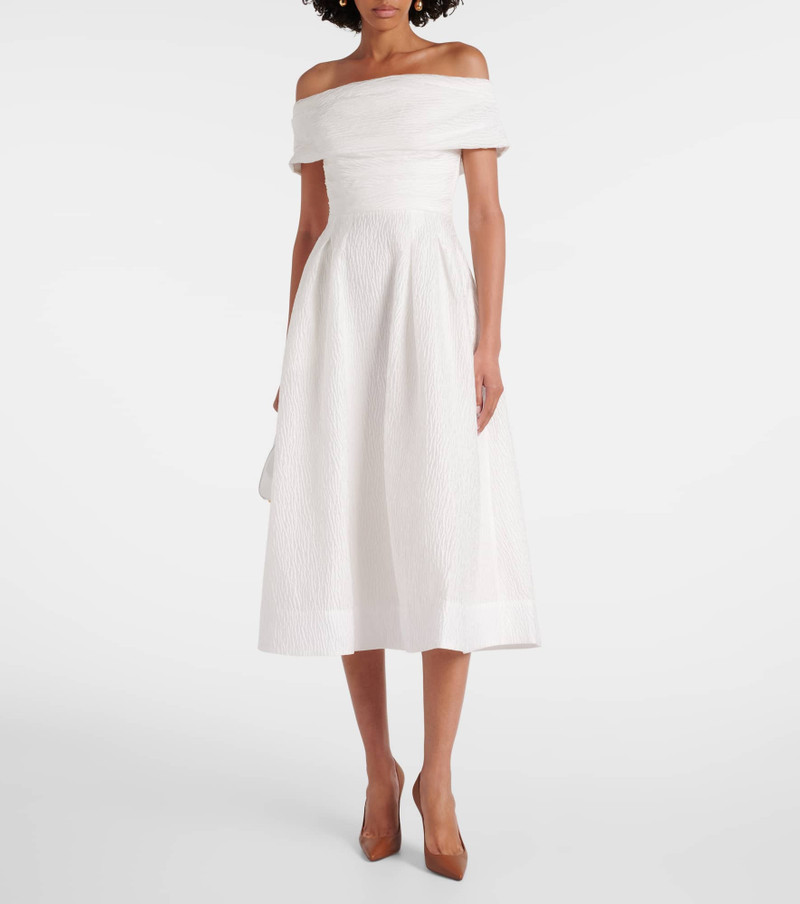 REBECCA VALLANCE Adalyn off-shoulder brocade midi dress outlook