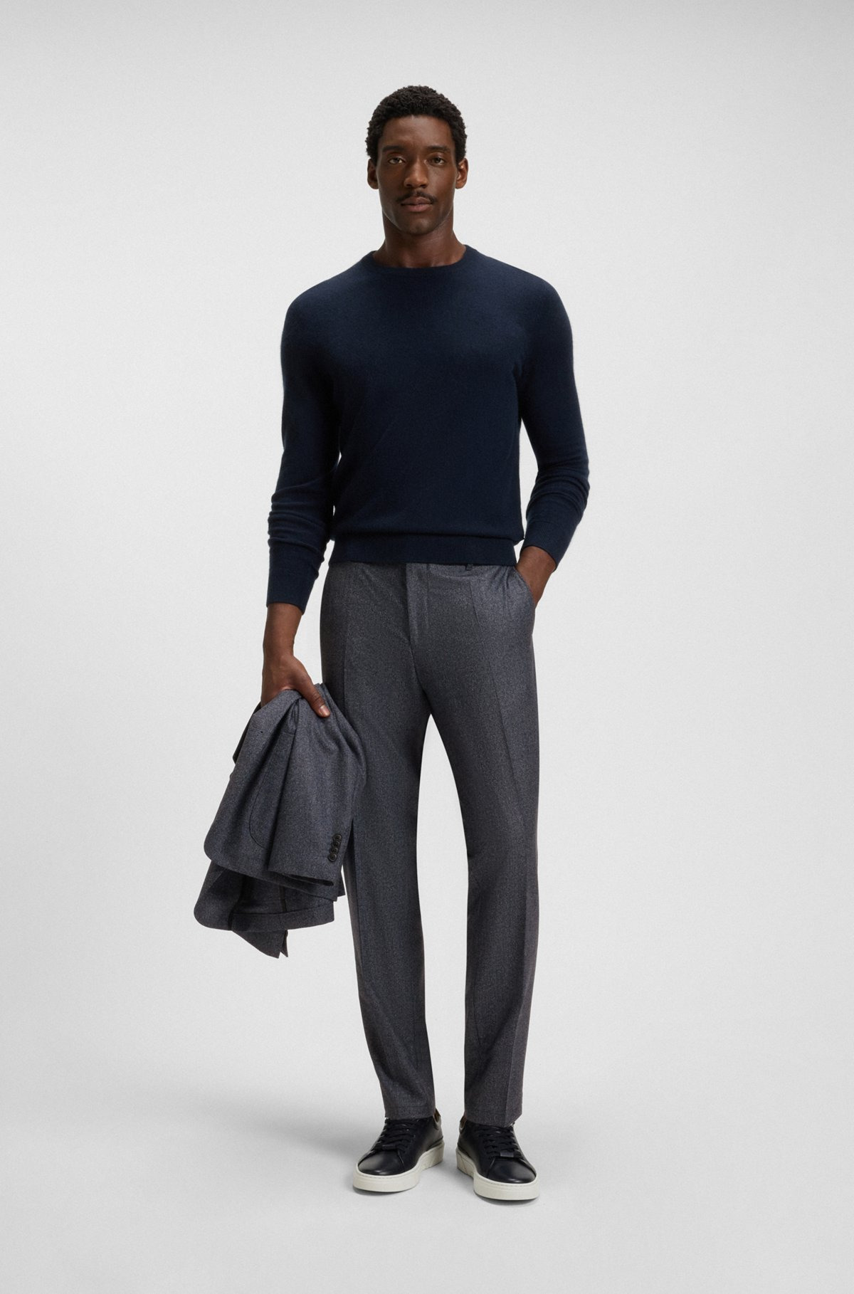 SLIM-FIT PANTS IN MICRO-PATTERNED VIRGIN WOOL - 3