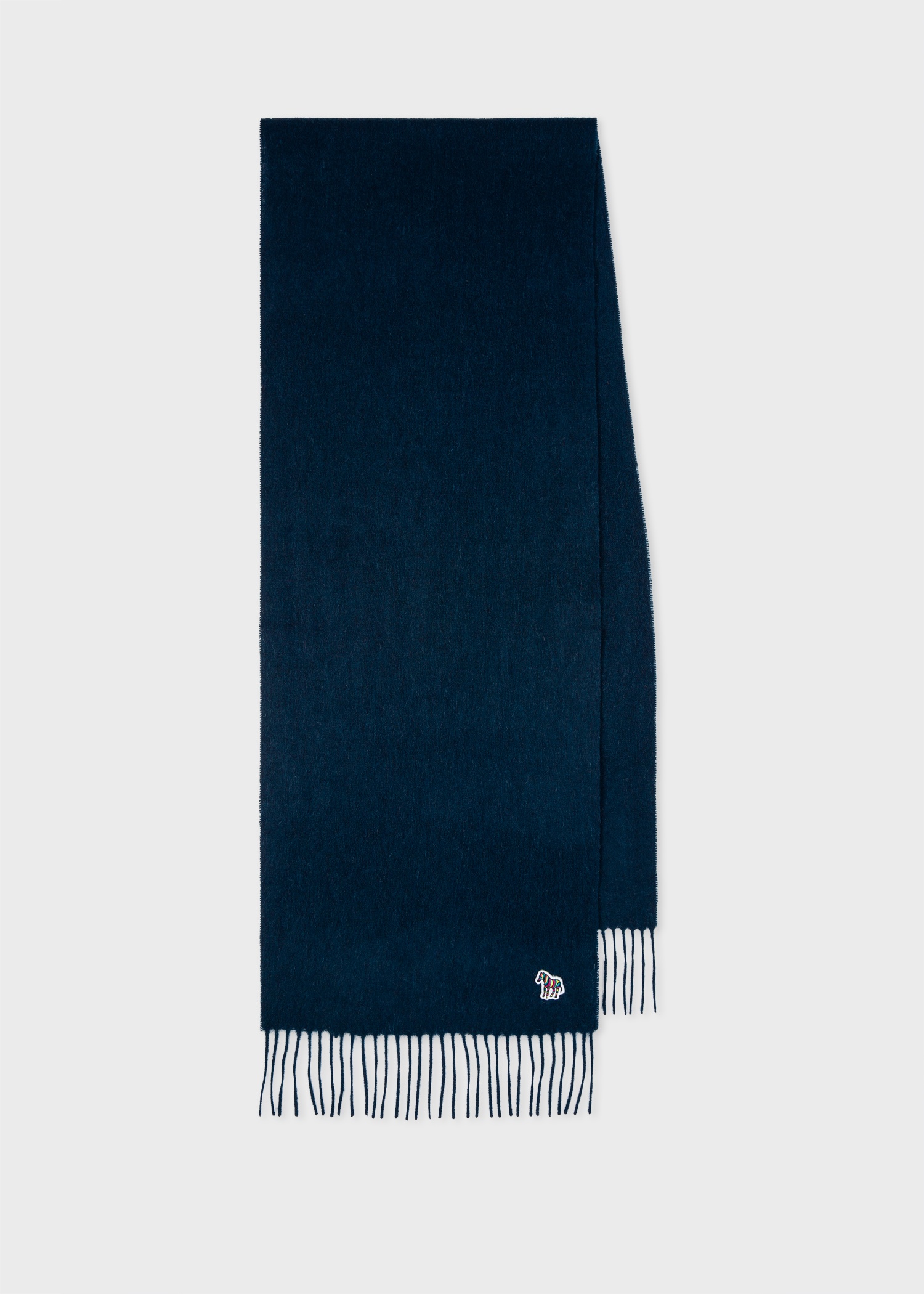 Navy Lambswool Zebra Scarf - 1