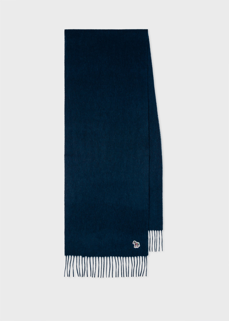 Navy Lambswool Zebra Scarf 1