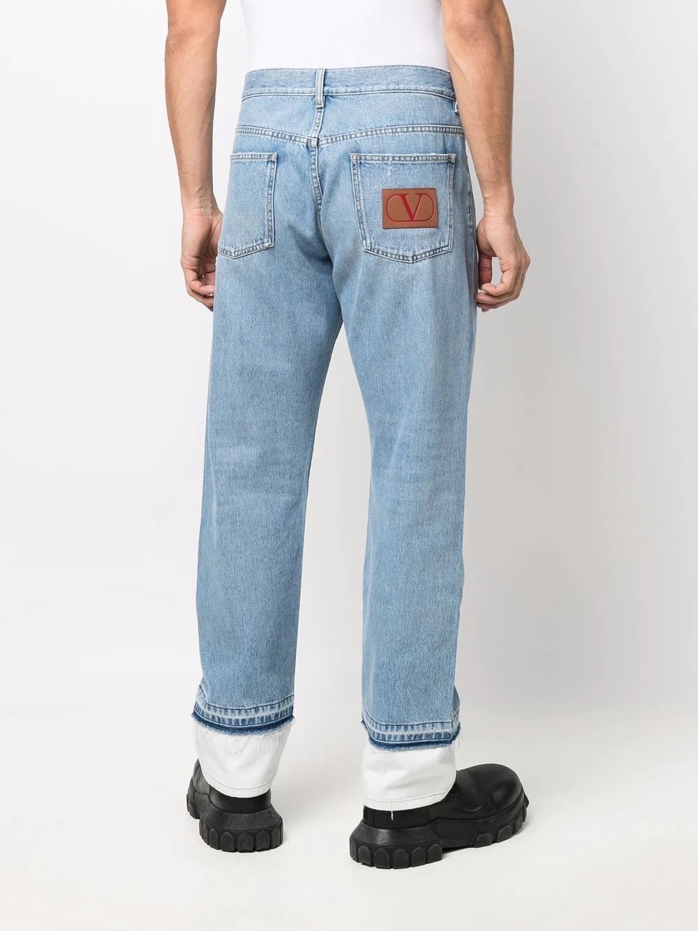 VLogo patch straight-leg jeans - 4