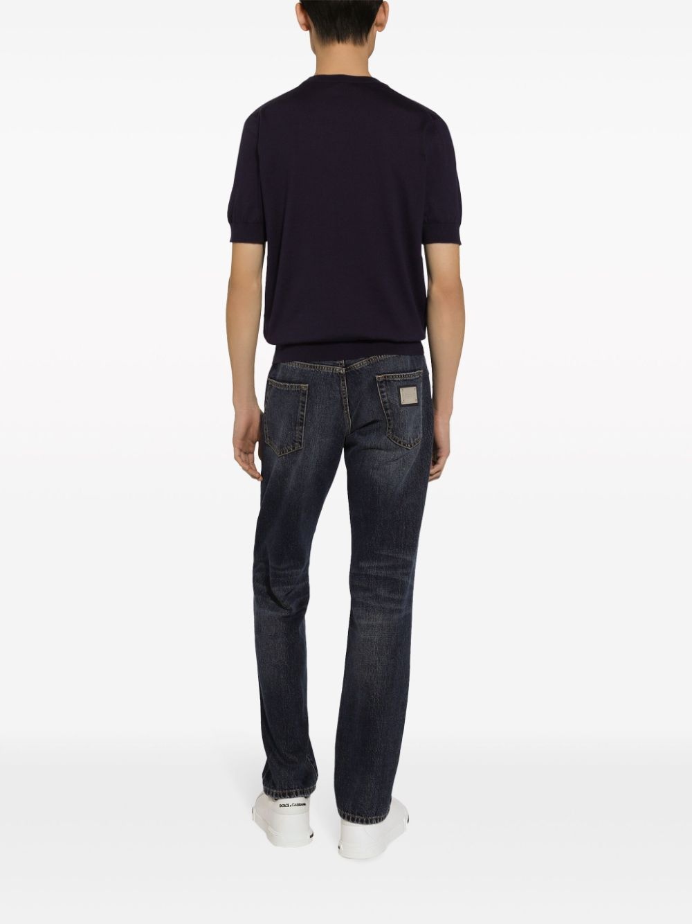 logo-embroidered silk knitted top - 4
