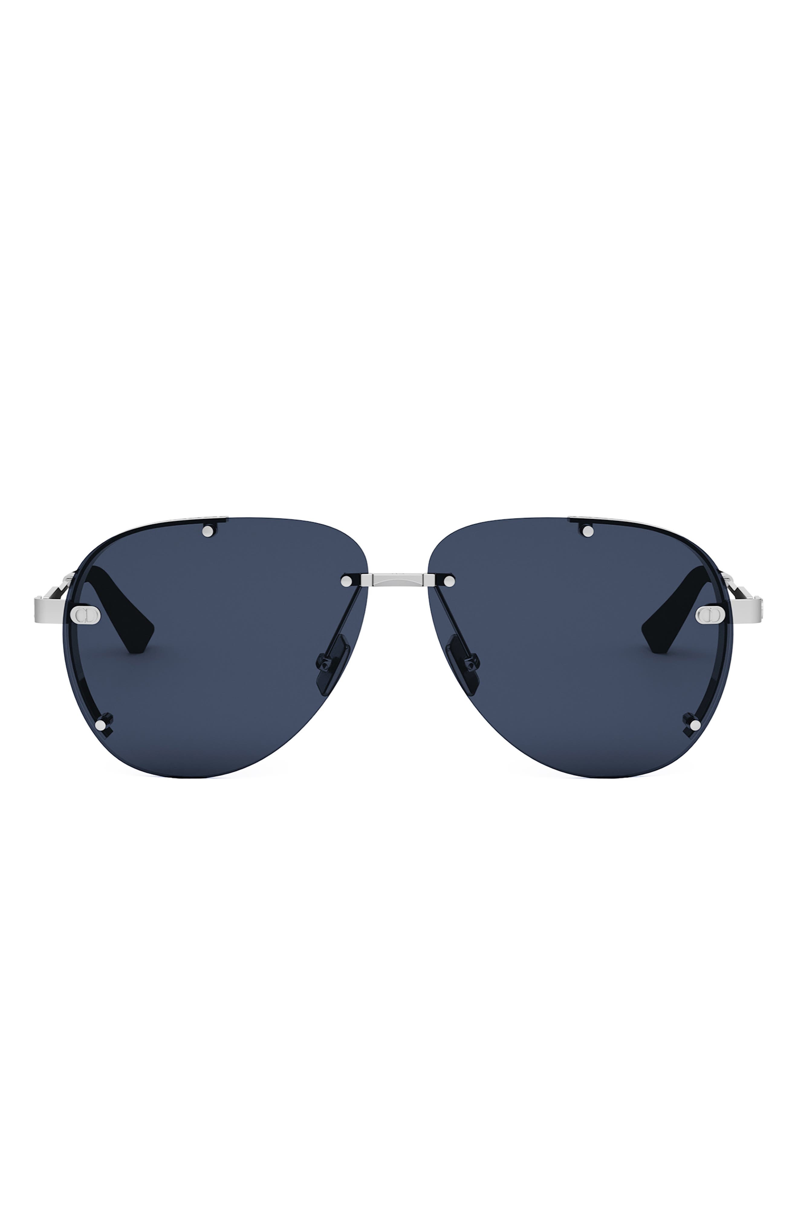 NeoDior A1U 61 Pilot Sunglasses in Shiny Palladium /Blue at Nordstrom - 1