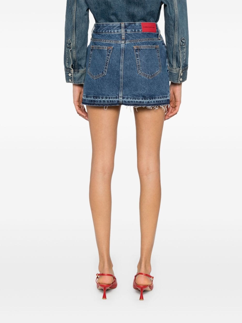 stud-embellished denim mini skirt - 4