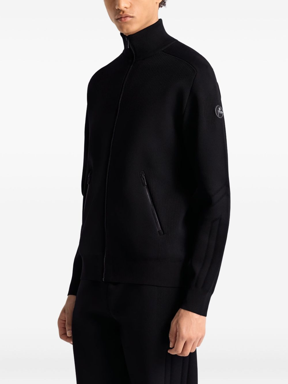 intarsia-panel ribbed bomber jacket - 4