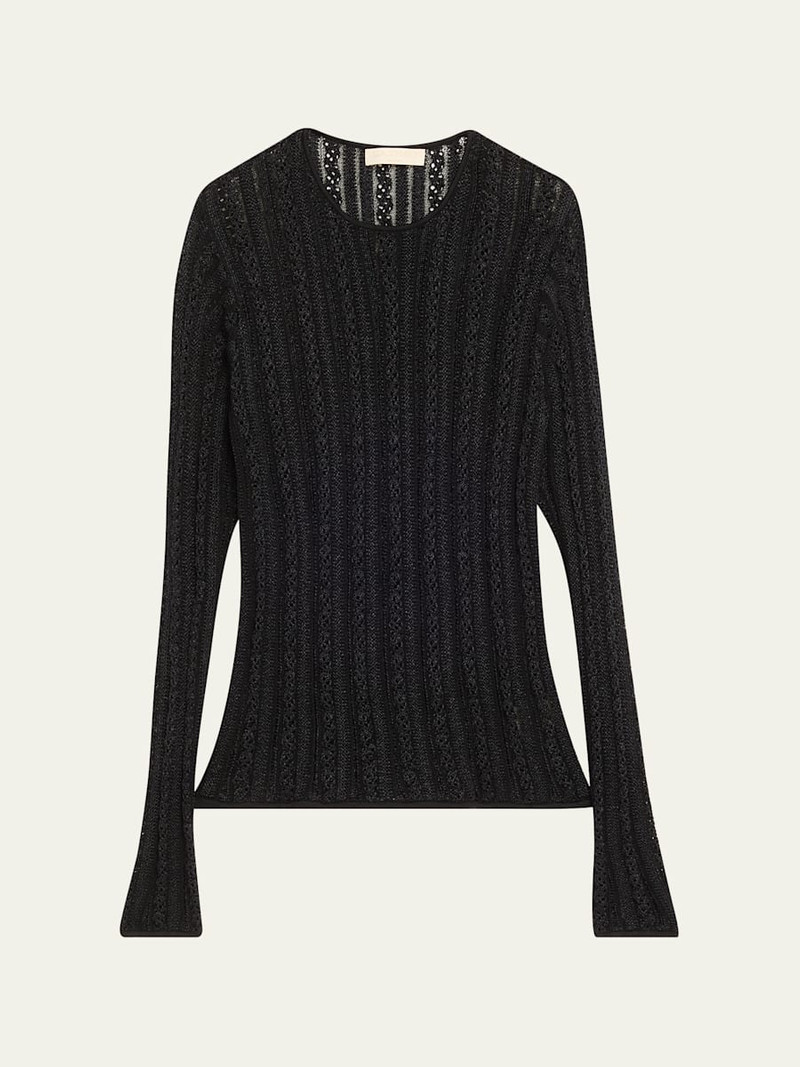Ardith Long-Sleeve Lace Knit Top 1