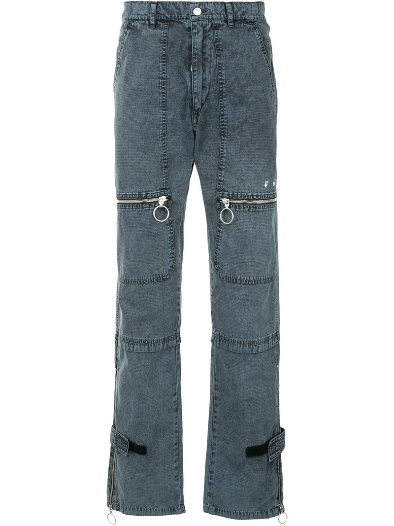 zip-detail straight-leg trousers 1
