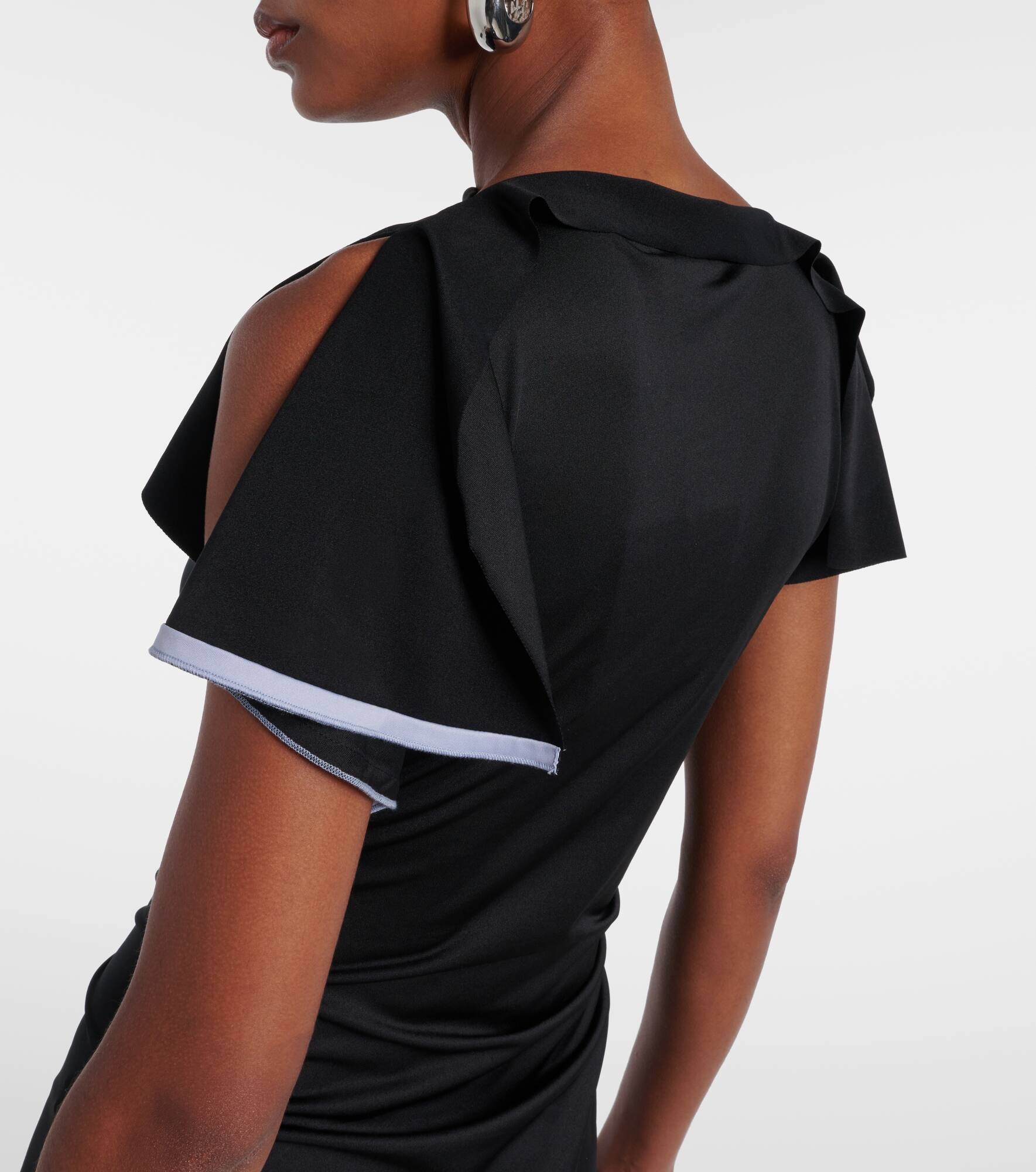 Draped asymmetric midi dress - 6