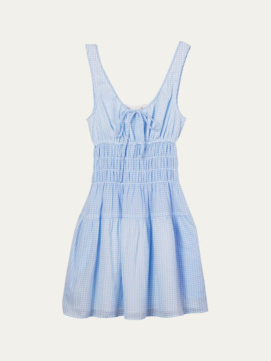 Gianluca Gingham Smocked Mini Dress - 1