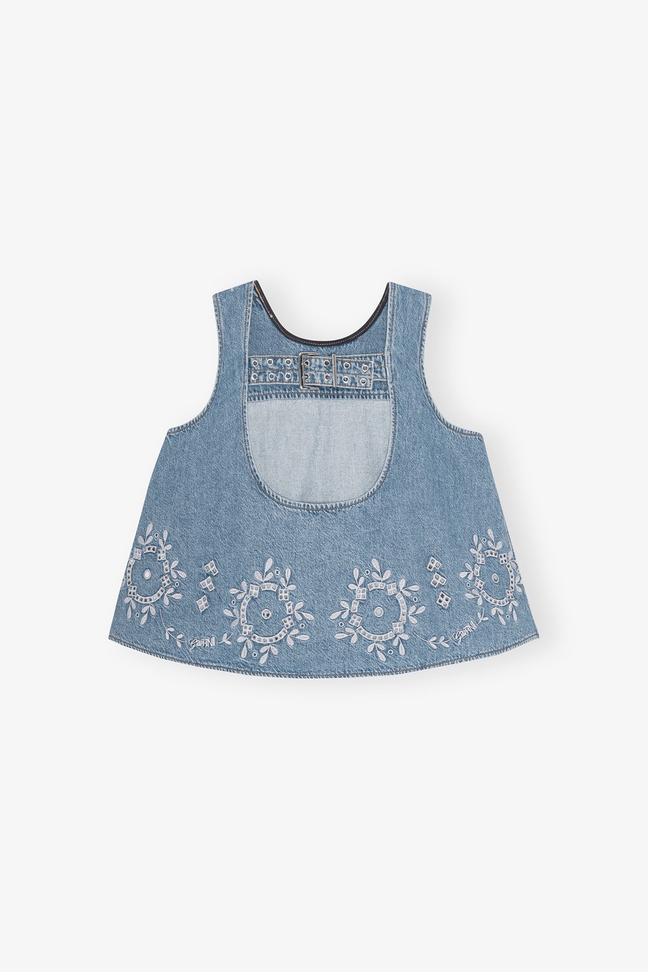 LIGHT BLUE BRODERIE ANGLAISE DENIM TOP - 6