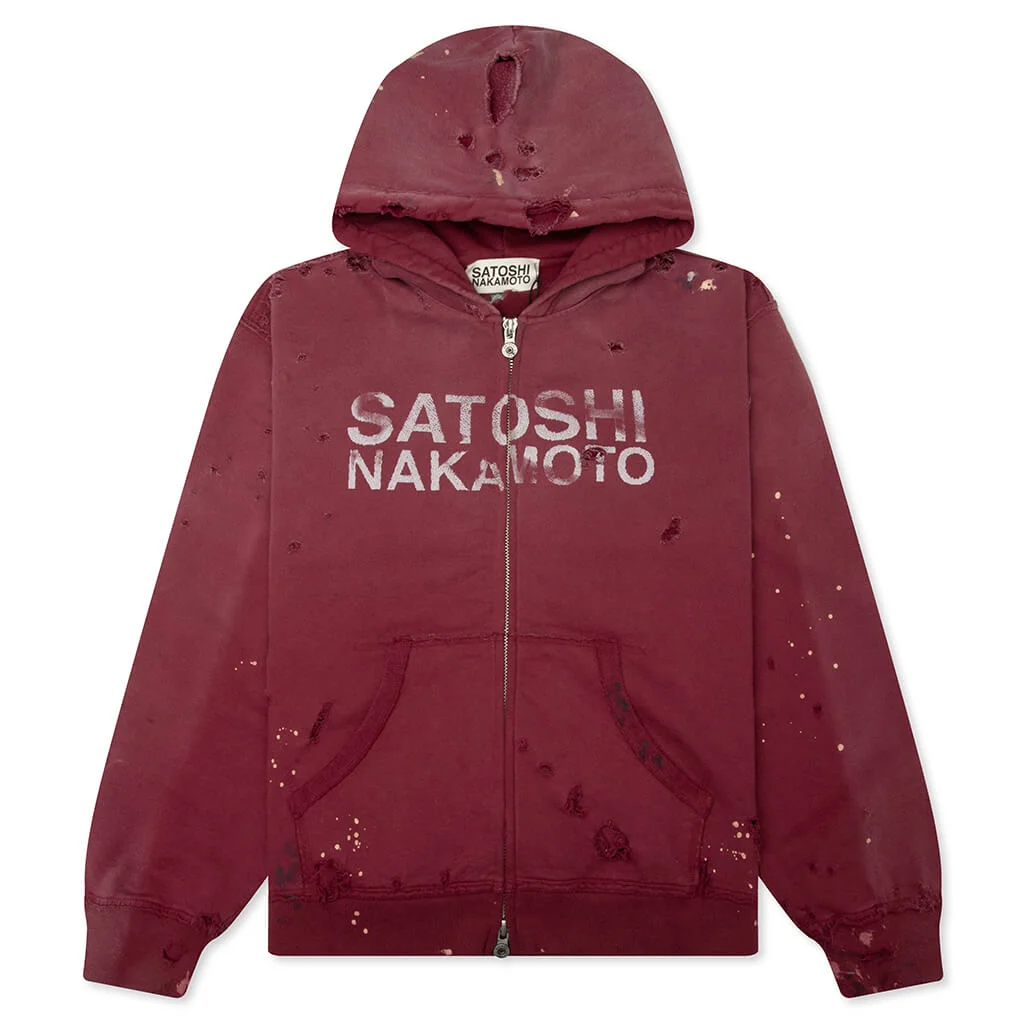 LUKE FLEECE HOODIE - BURGUNDY - 1