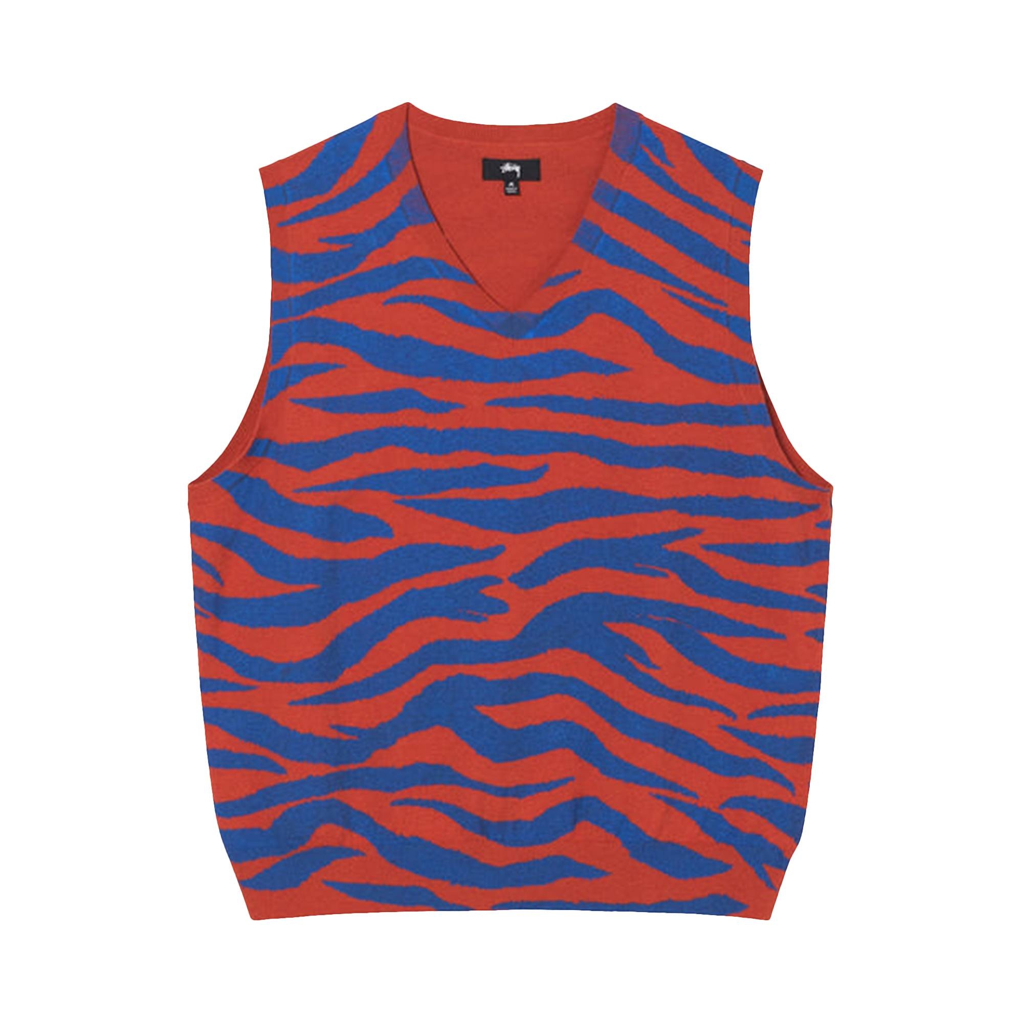 Stussy Tiger Printed Sweater Vest 'Red' - 1