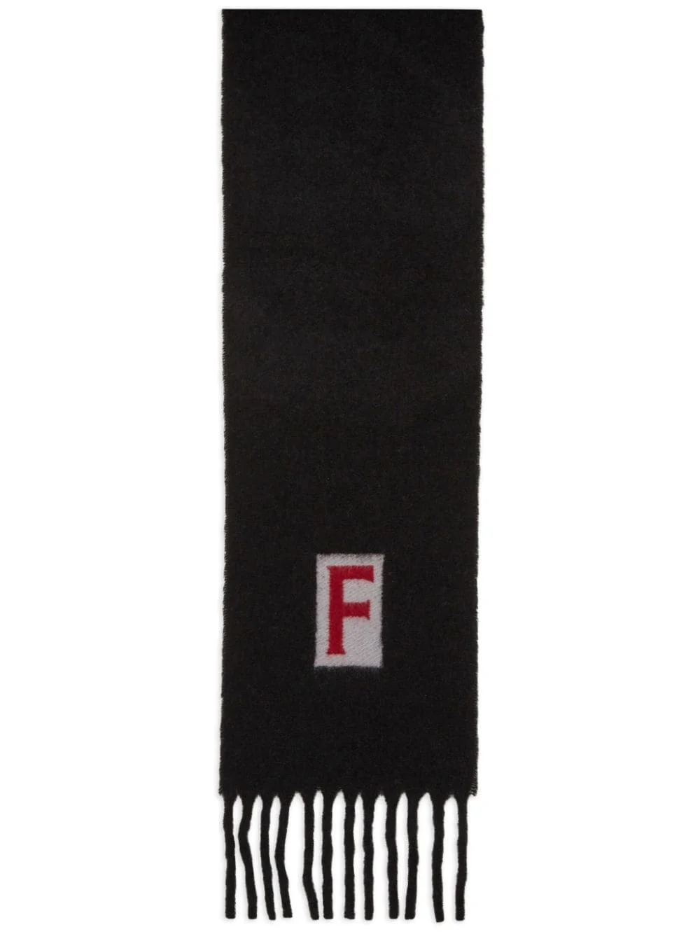 logo intarsia-knit fringed scarf - 1