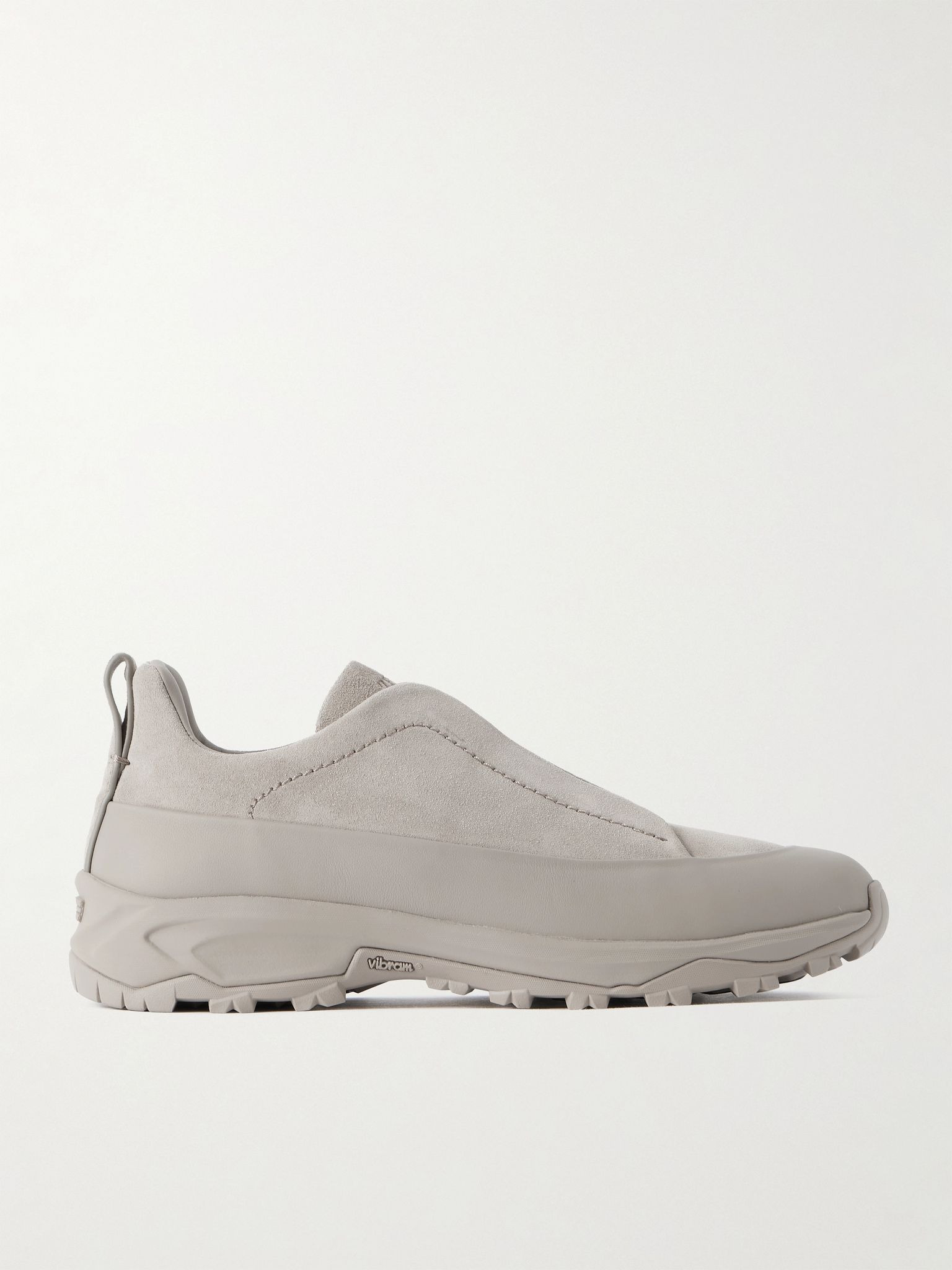 Triple Stitch™ Monte Rubber-Trimmed Suede Slip-On Sneakers Taupe - 1
