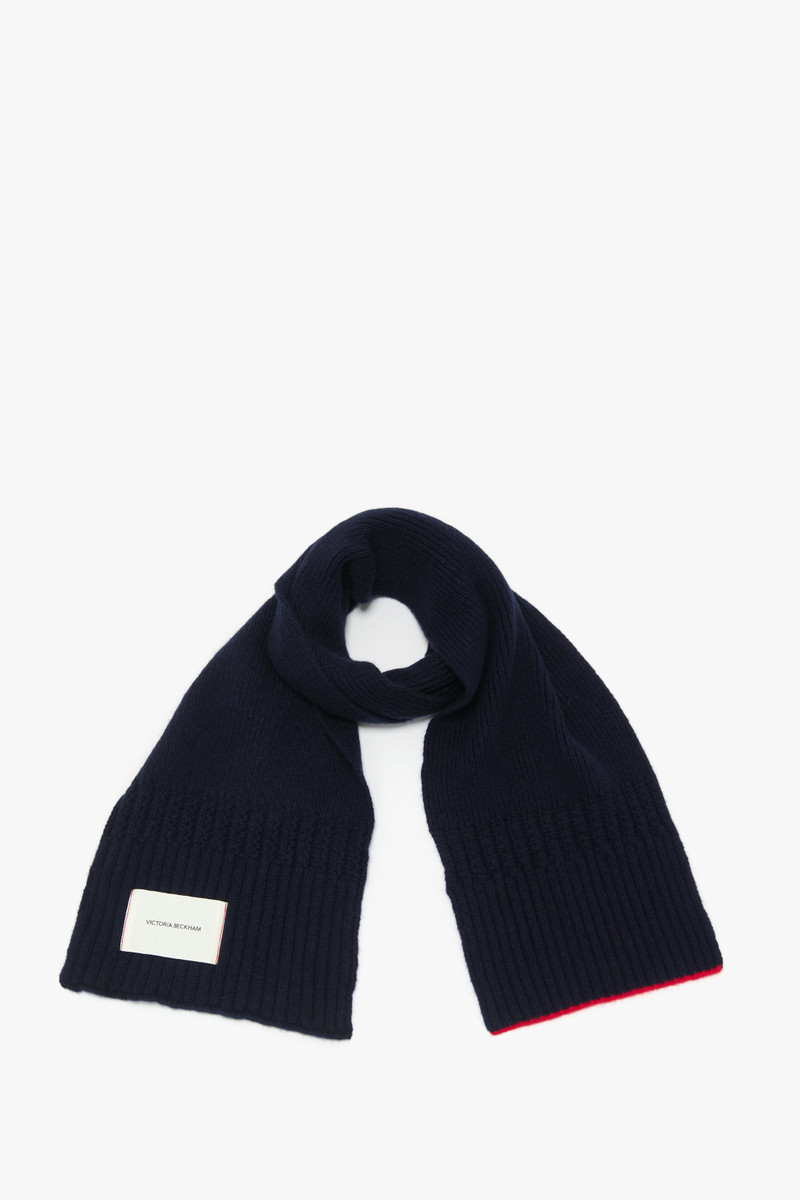 Logo Patch Scarf In Navy-Red 1