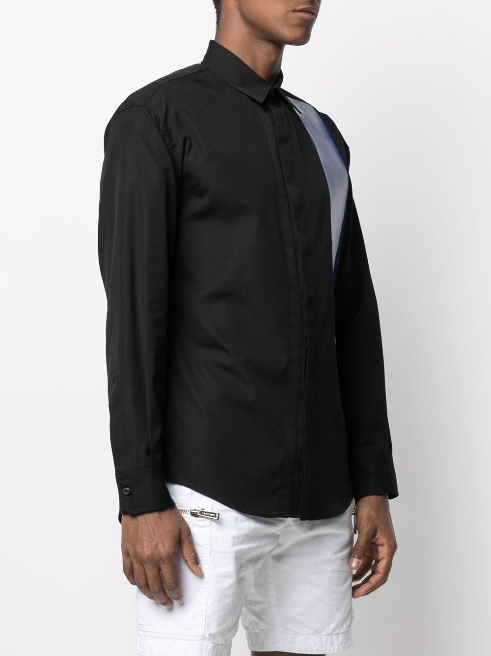 contrast-panel long-sleeve shirt - 3