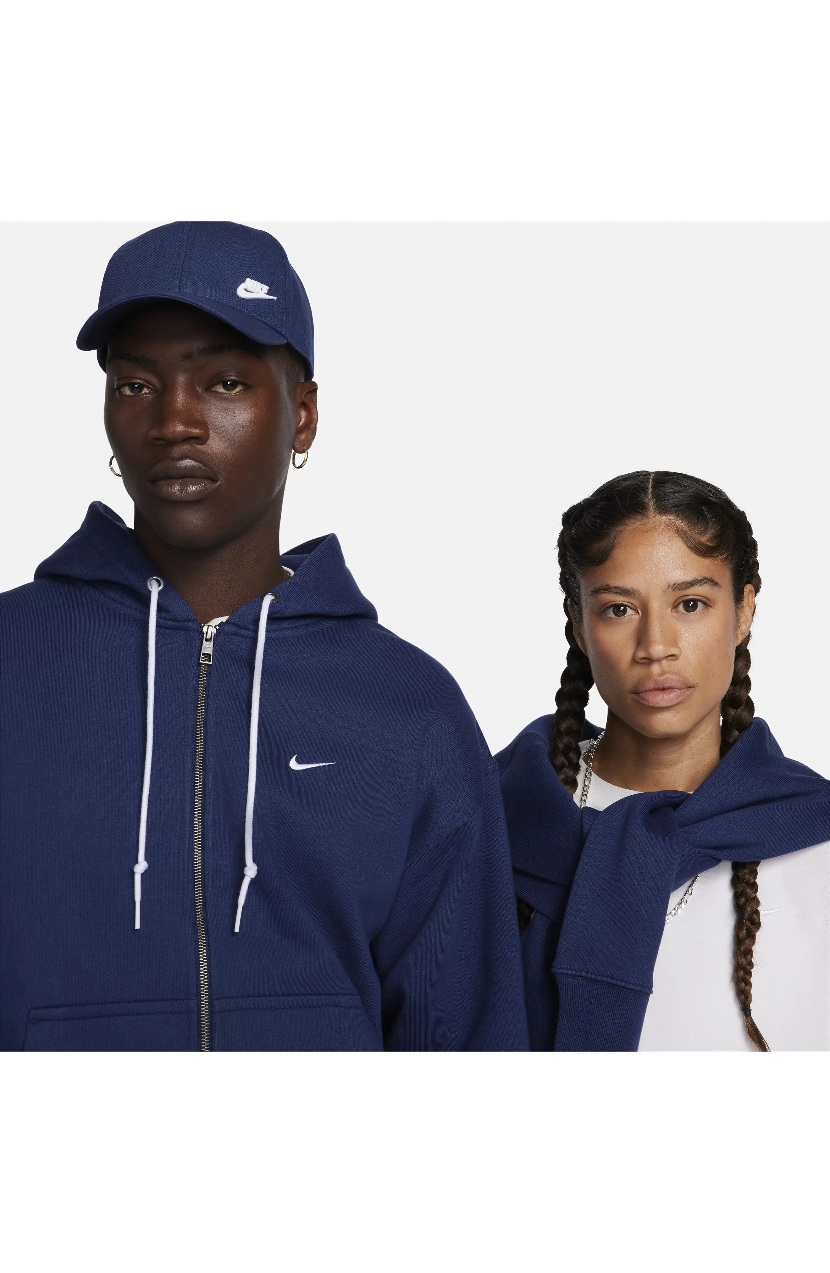 Solo Swoosh Zip Hoodie in Midnight Navy/White - 9