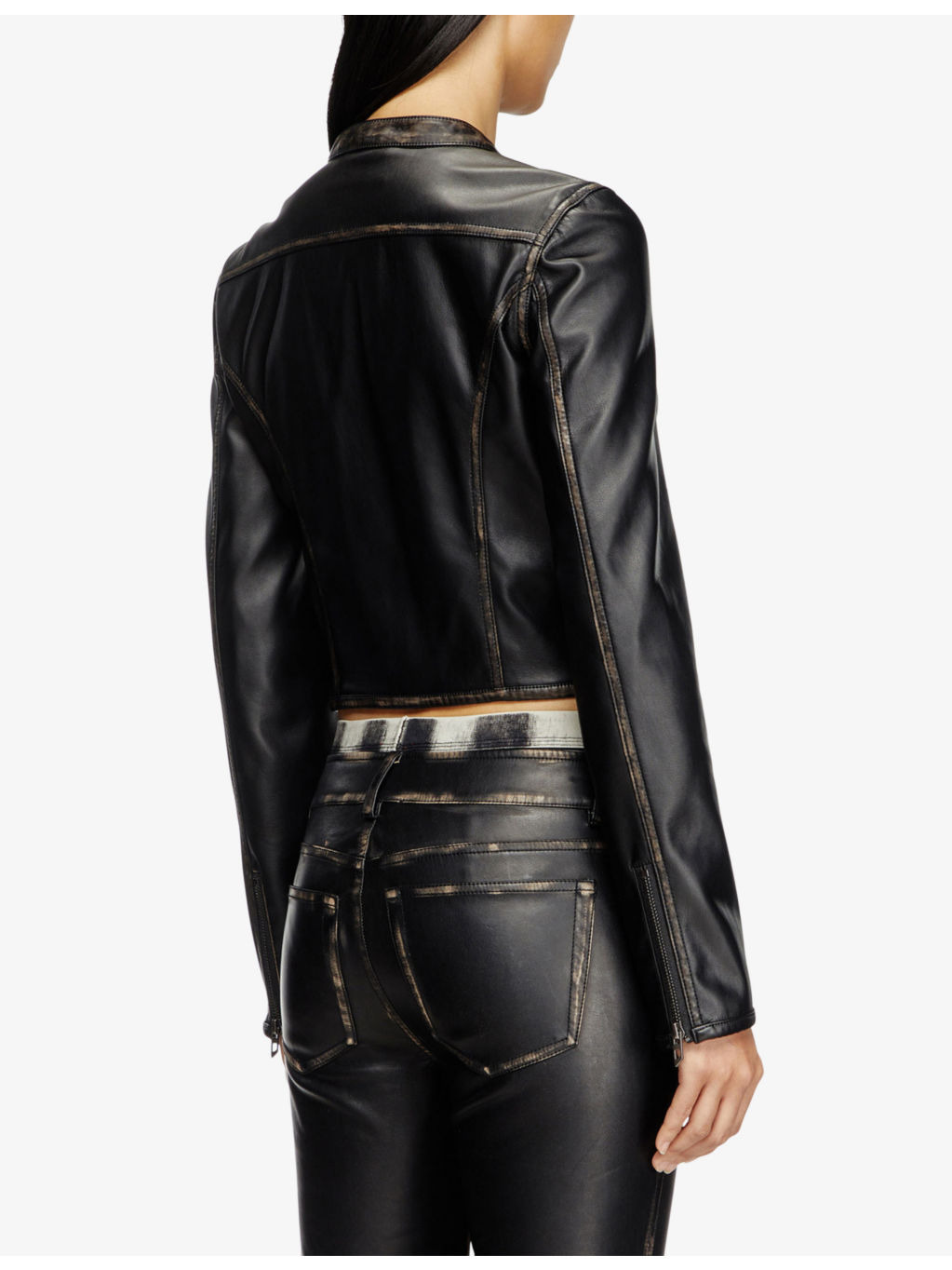 G-Lobe Distressed Faux-Leather Cropped Jacket - 4