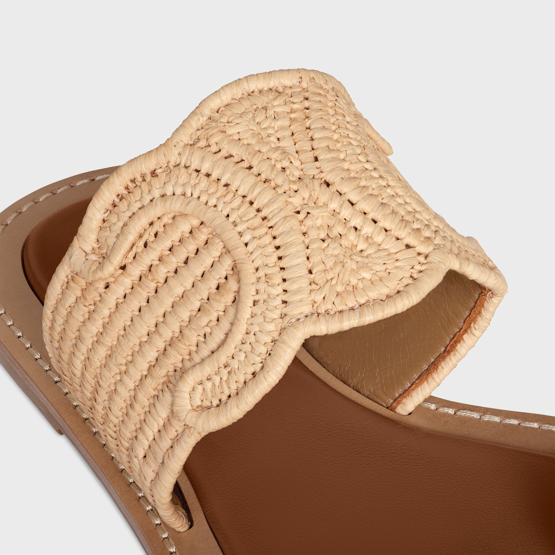 CELINE LYMPIA SANDAL IN RAFFIA AND CALFSKIN - 5