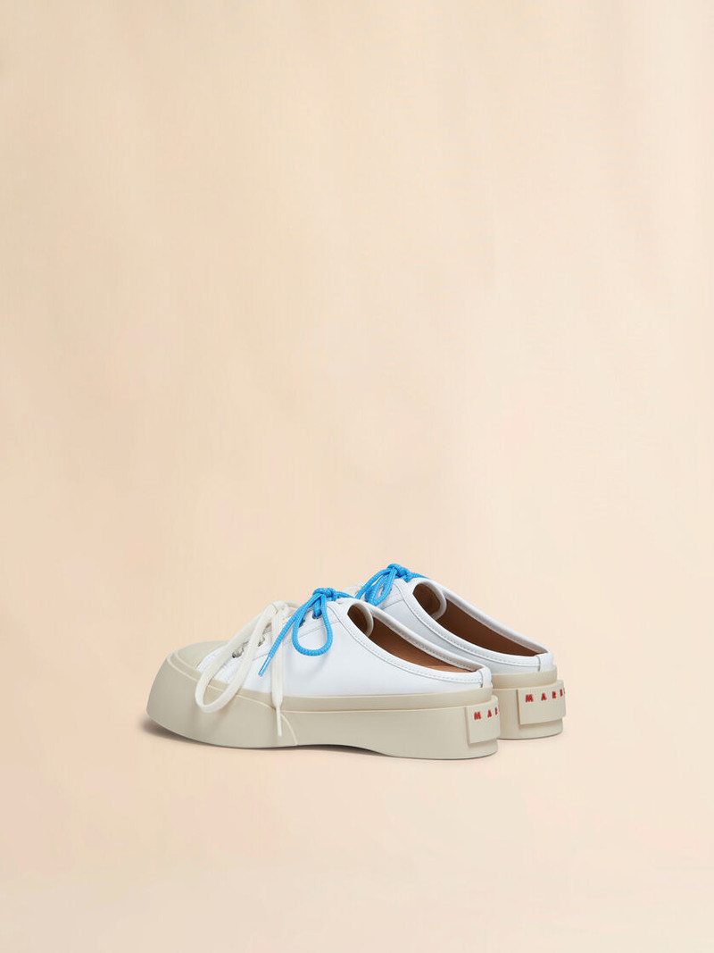 Marni WHITE LEATHER PABLO LACE-UP SABOT outlook