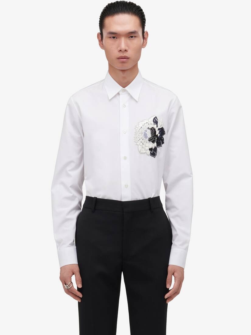 Men's Dutch Flower Casual Shirt in Optic White - 6
