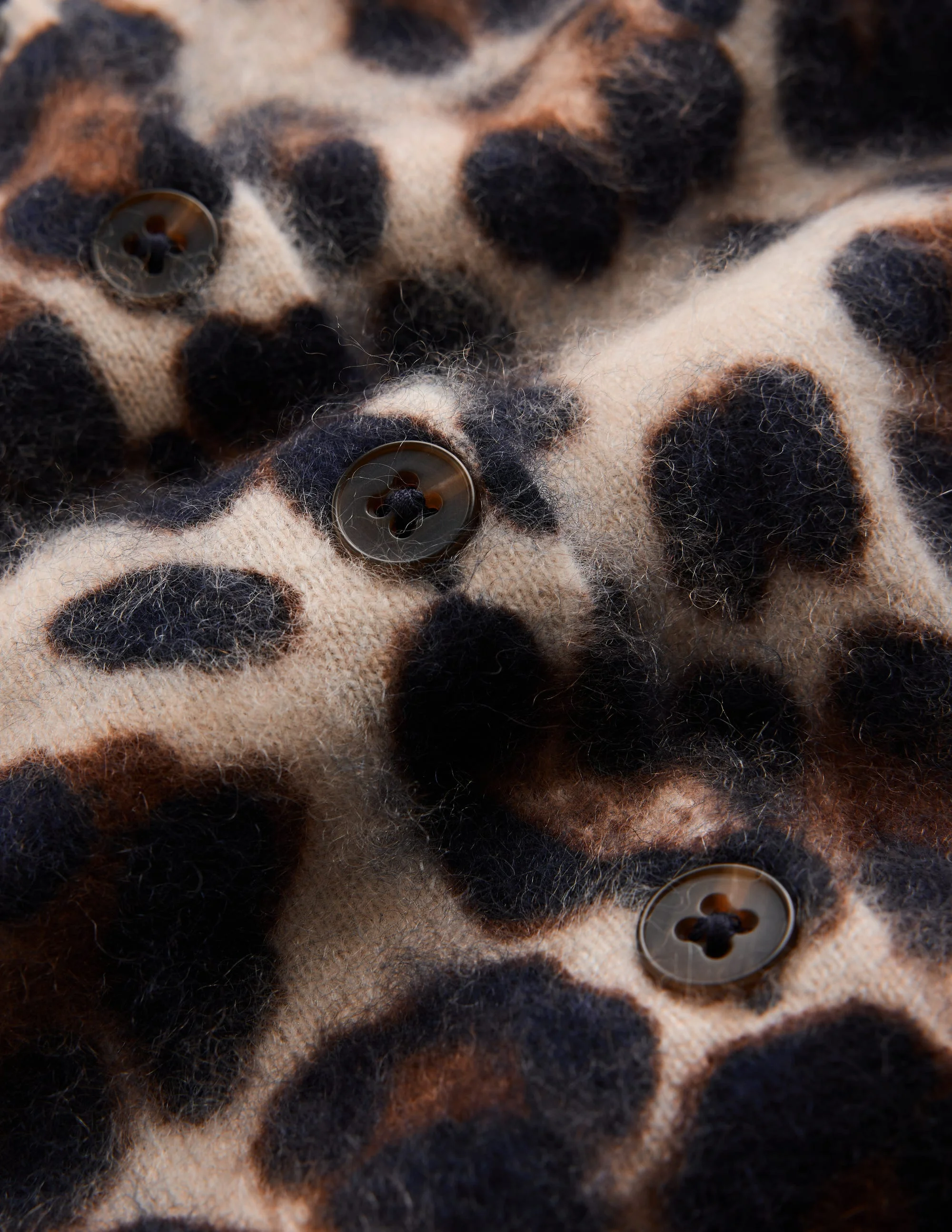 Kat Brushed Cashmere Cardigan-Camel, Leopard - 1