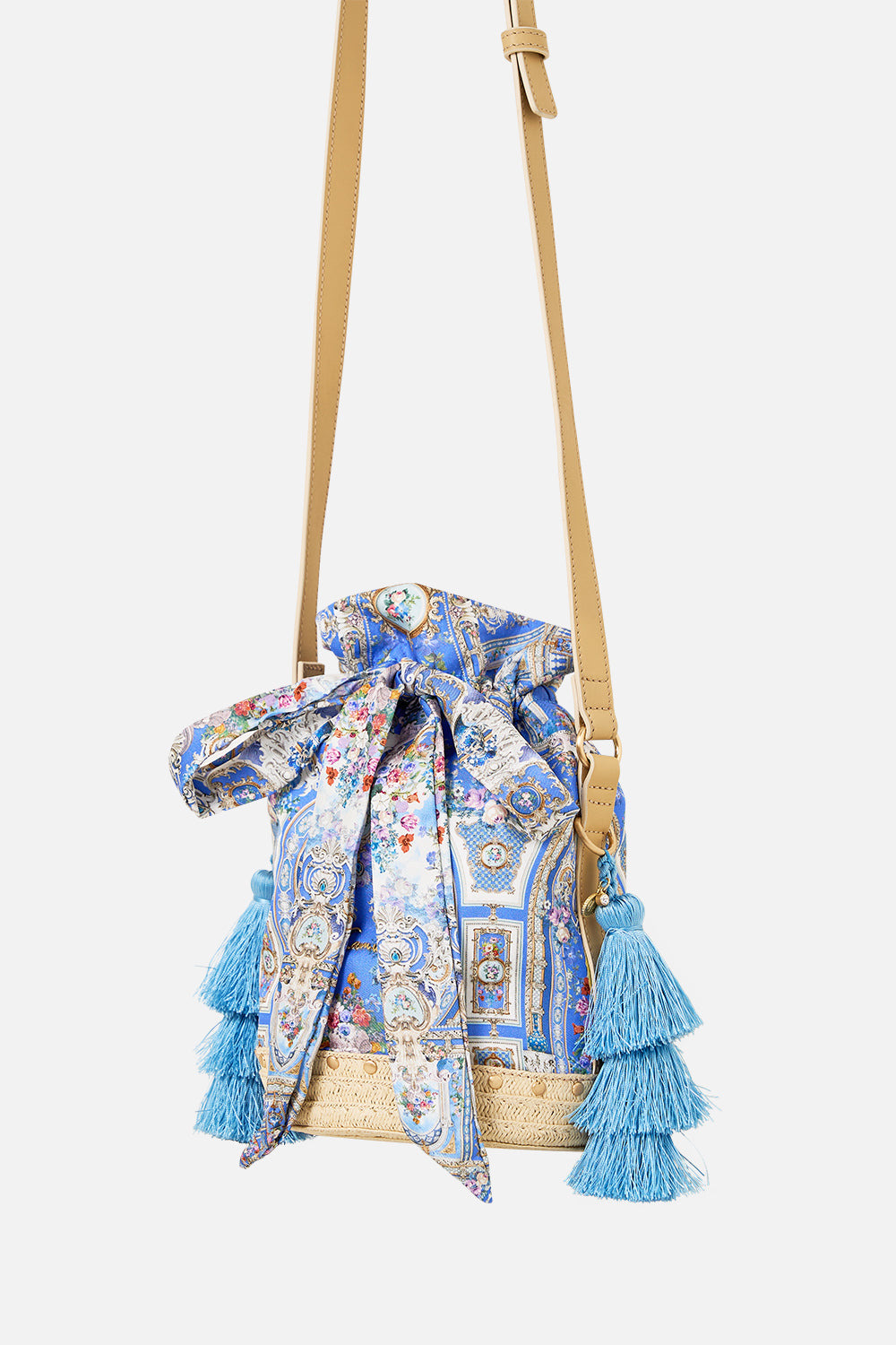 TIE TOP BUCKET BAG WITH TASSELS - 3