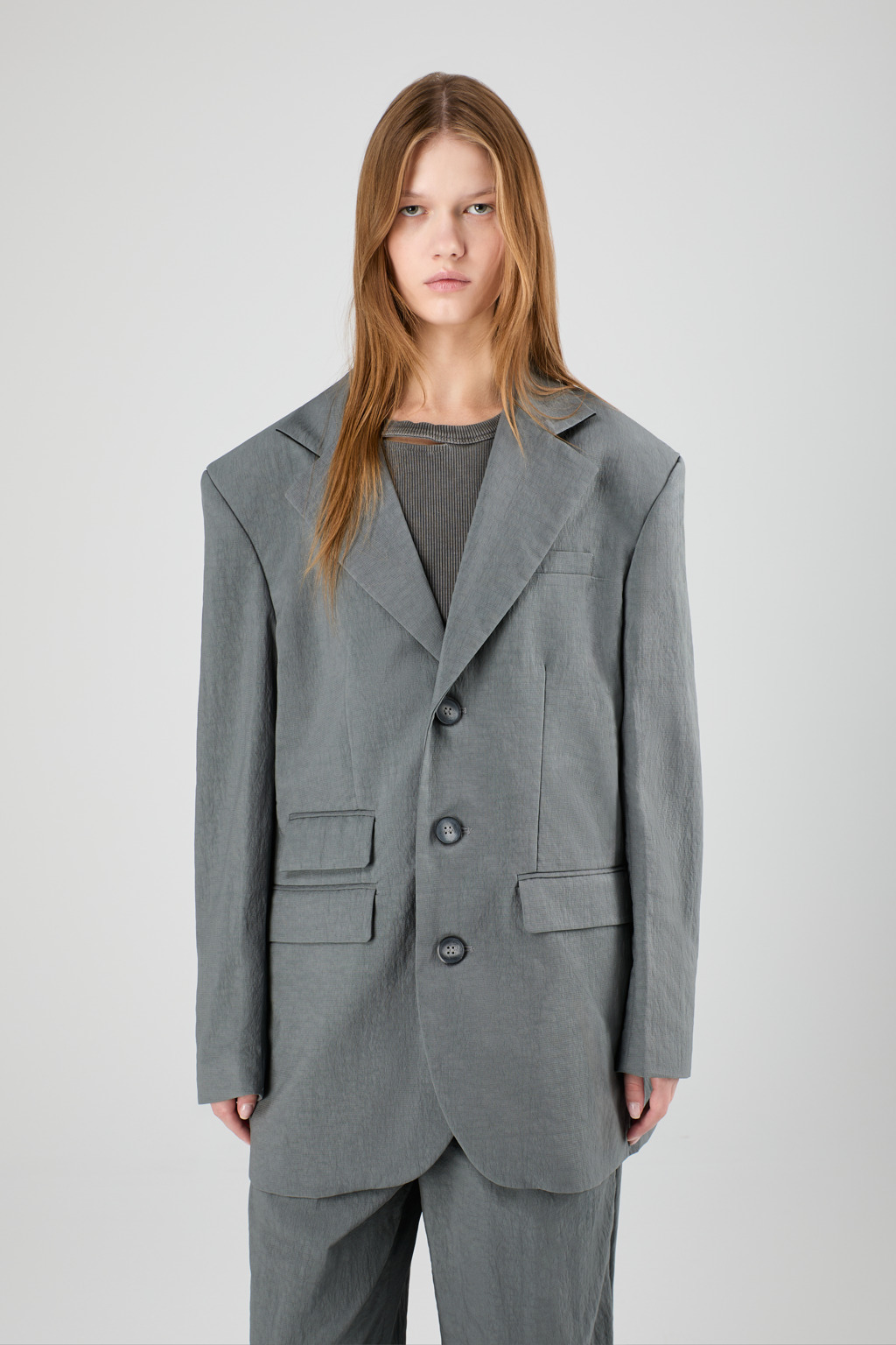 Gray ECONYL® Suit Blazer - 2