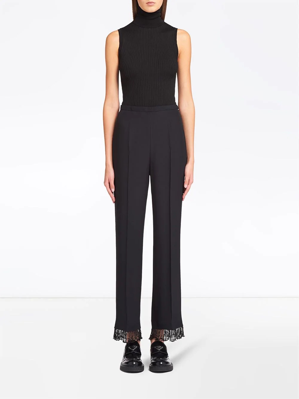 embellished satin sablé trousers - 2