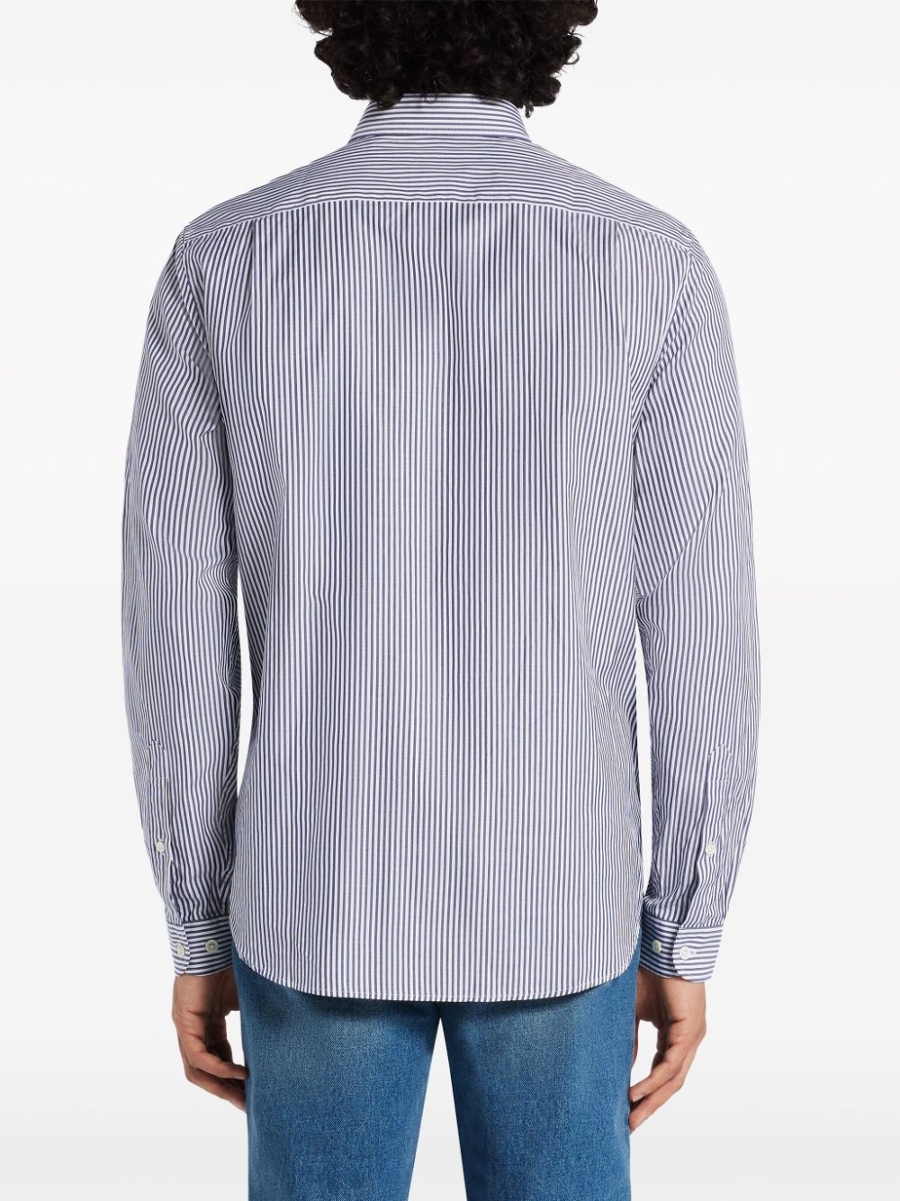 logo-patch striped cotton shirt - 4
