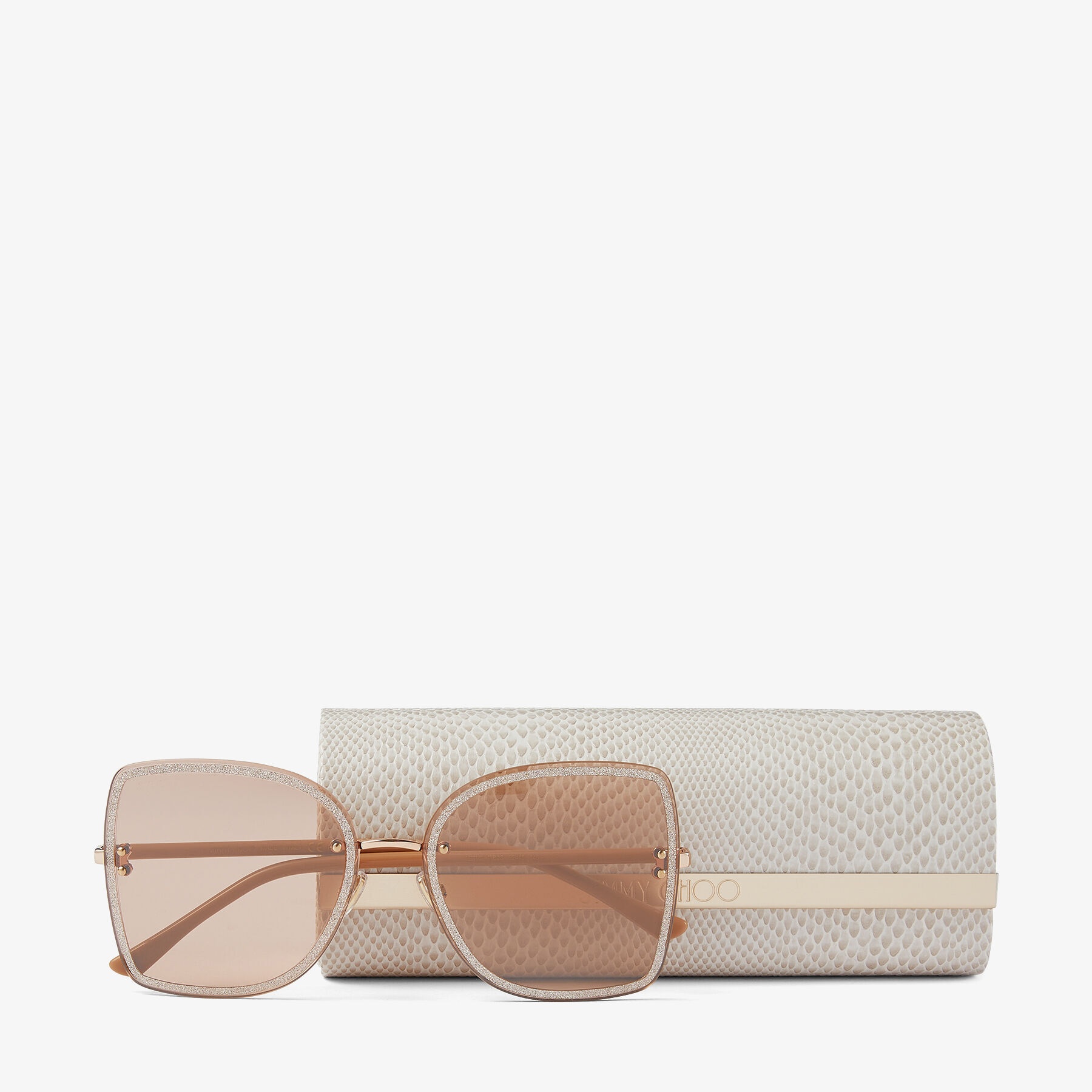 Leti
Copper Gold Metal and Nude Glitter Square-Frame Sunglasses - 4