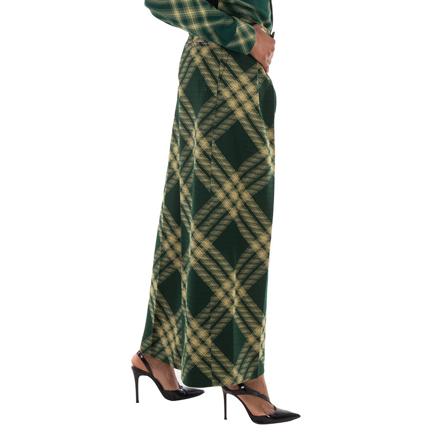 Burberry Wide-Leg Tartan Wool Boyfriend Trousers - 5