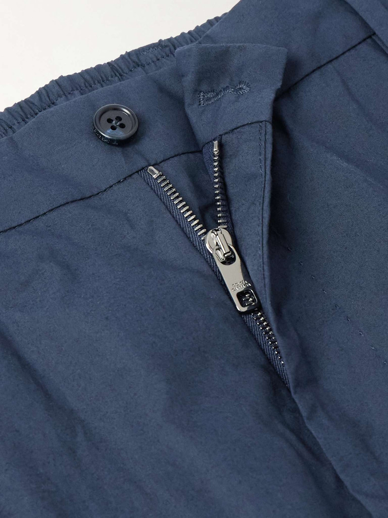Slim-Fit Tapered Pleated Cotton-Poplin Trousers 6