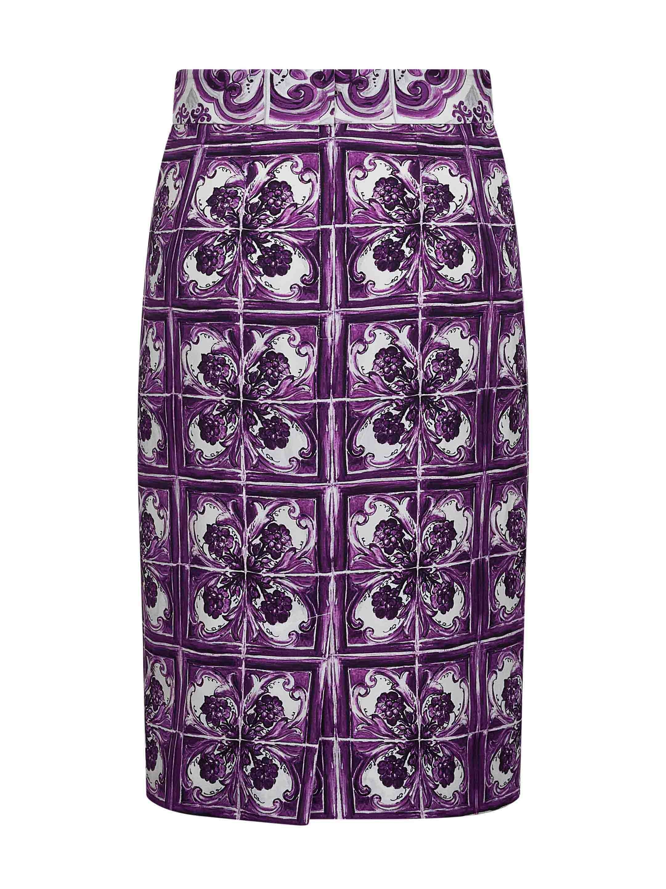 Maiolica print stretch silk skirt - 2