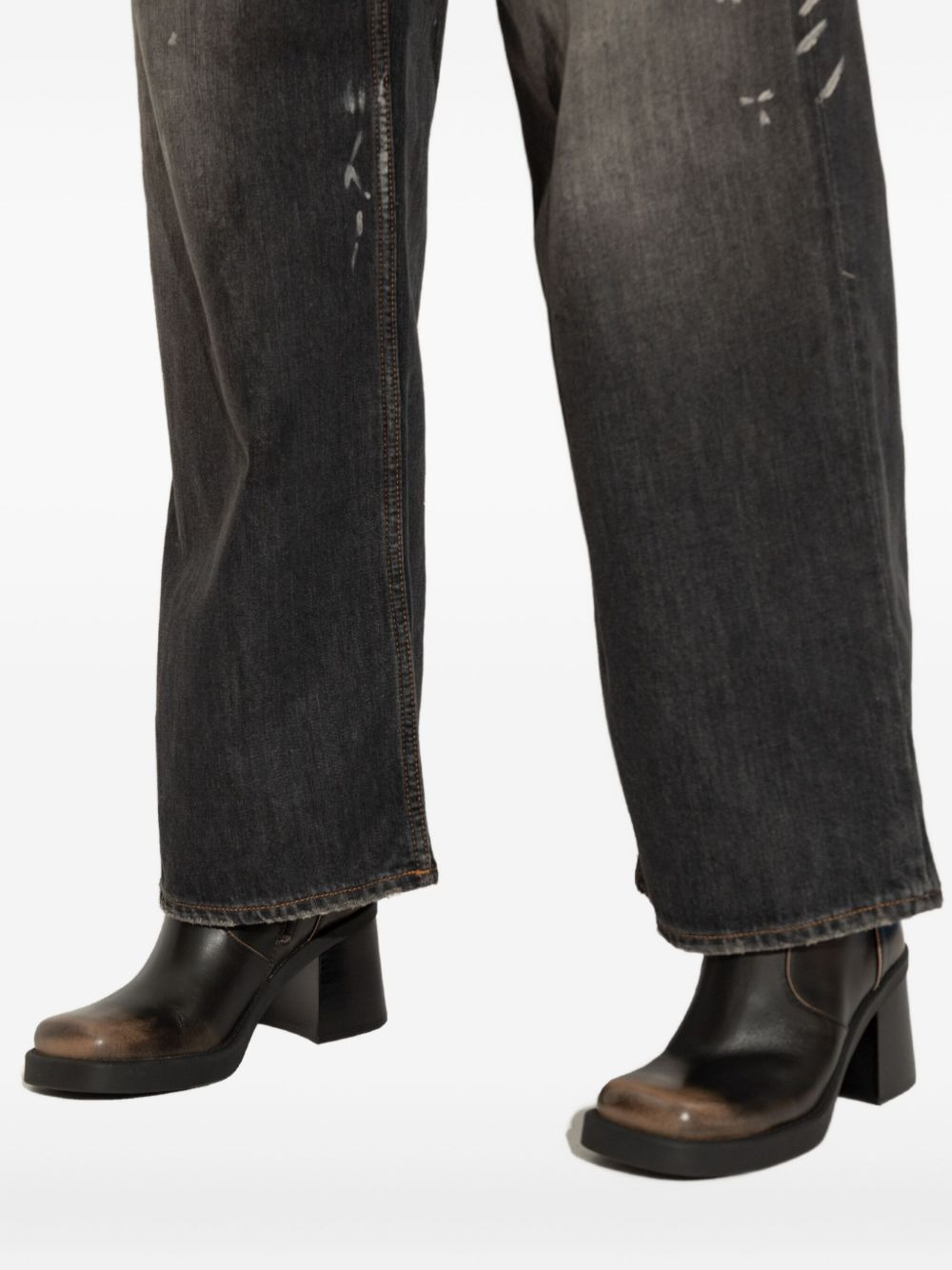 leather block-heel ankle boots - 5