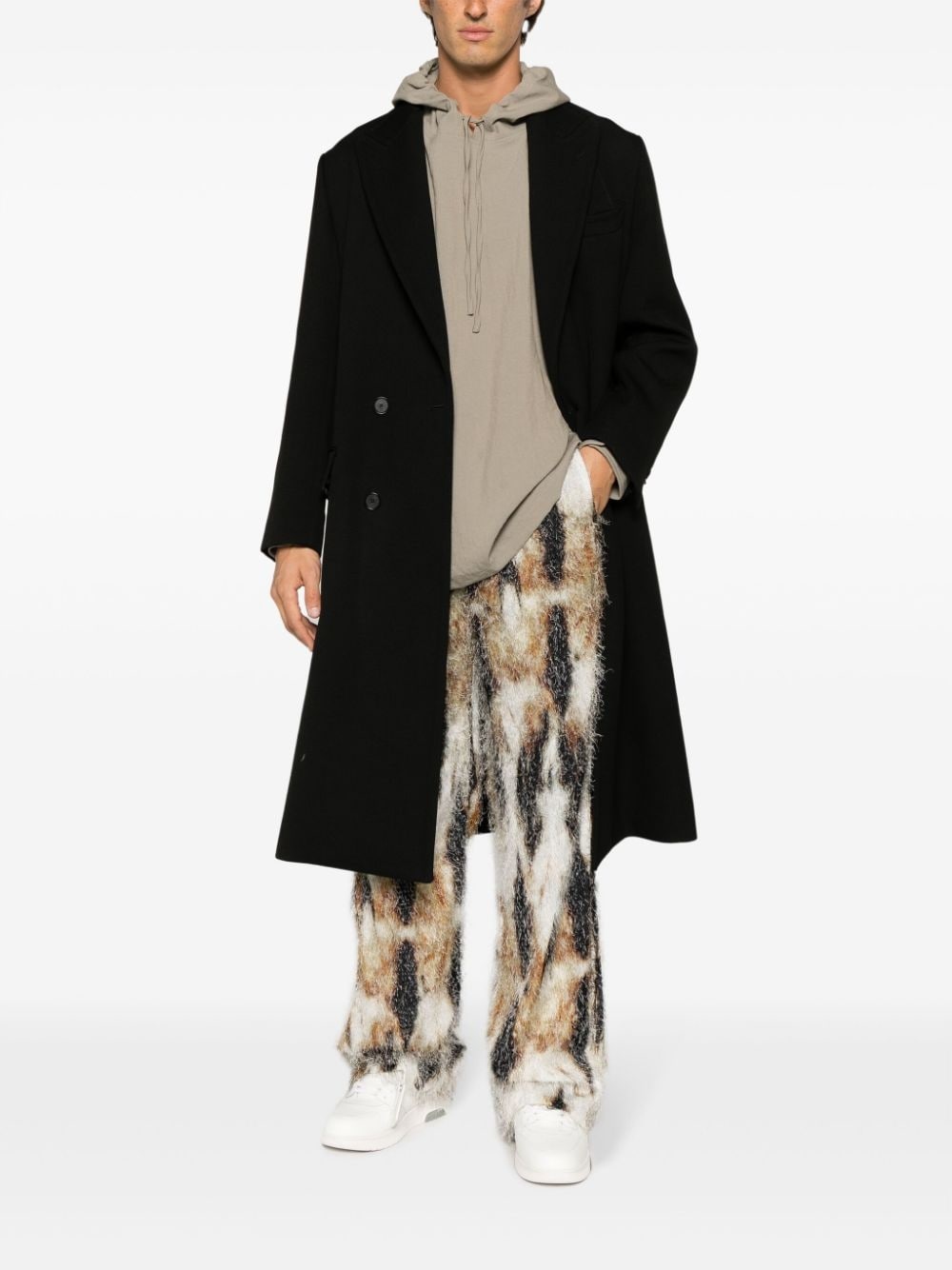 Eyelash abstract-pattern print straight trousers - 2