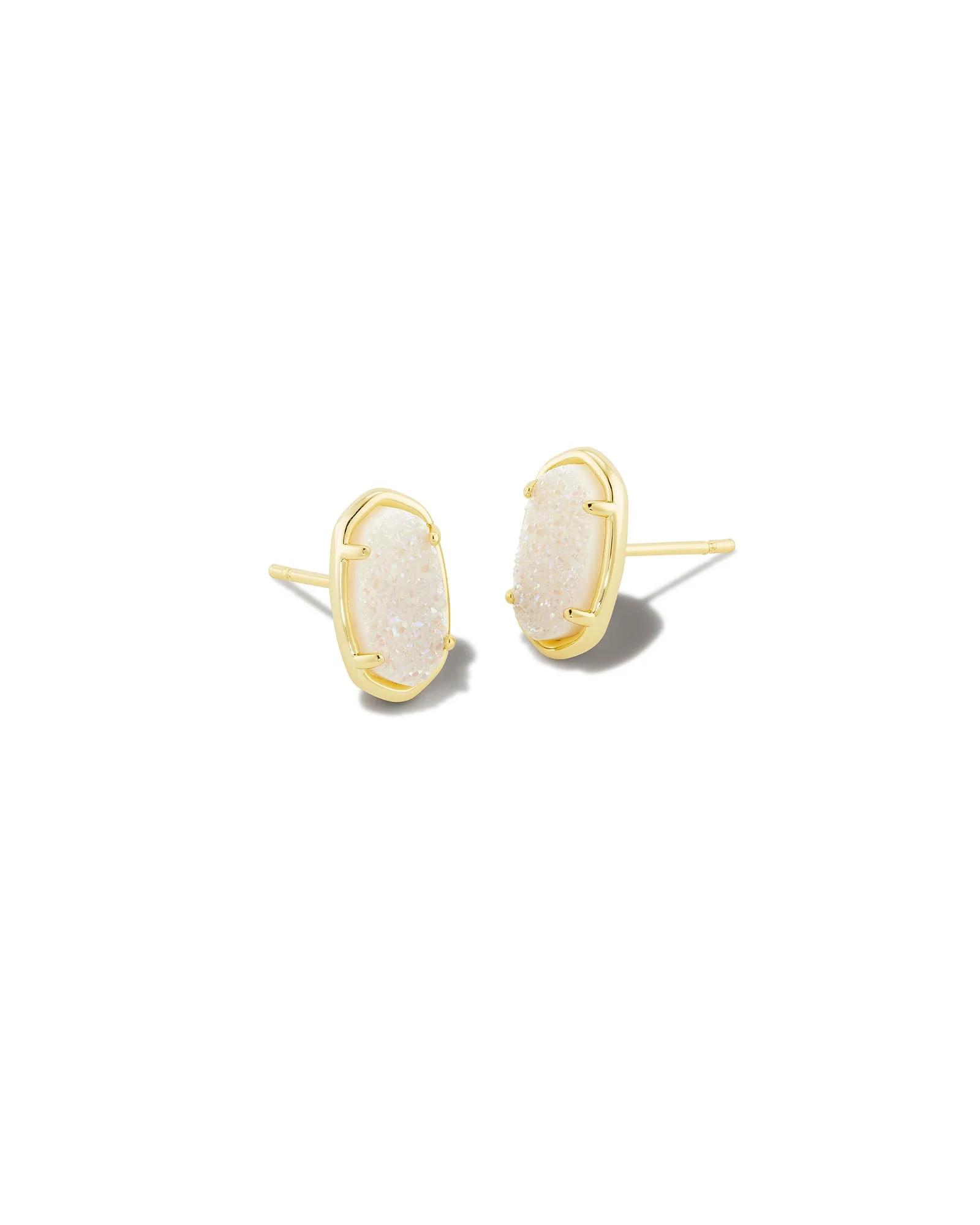 Grayson Gold Stud Earrings in Iridescent Drusy - 1